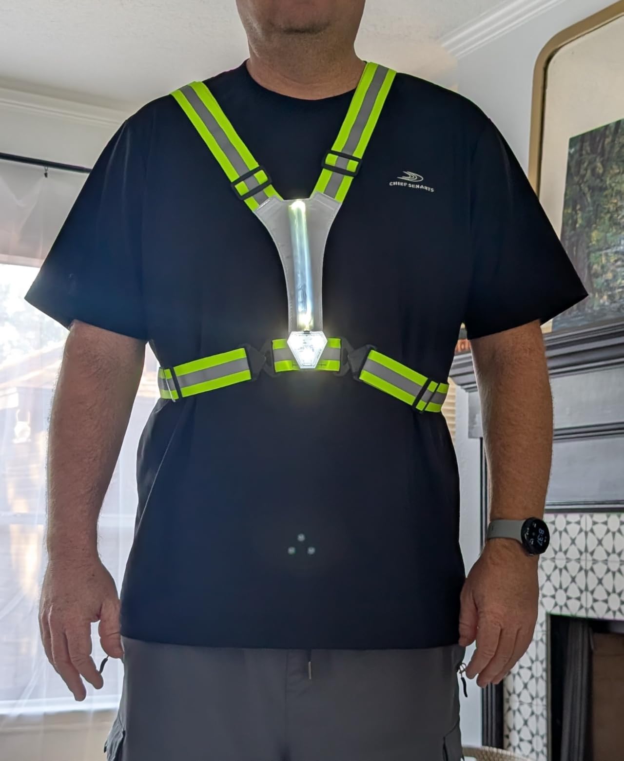 Zacro LED Reflective Vest with Chest Light 500LM, 5 RGB Colors High Visibility Rechargeable Light Up Running Vest IPX4 Night Safety Running Gear for Dog Walking, Cycling, Adjustable for Men Women Kids customer photo 1