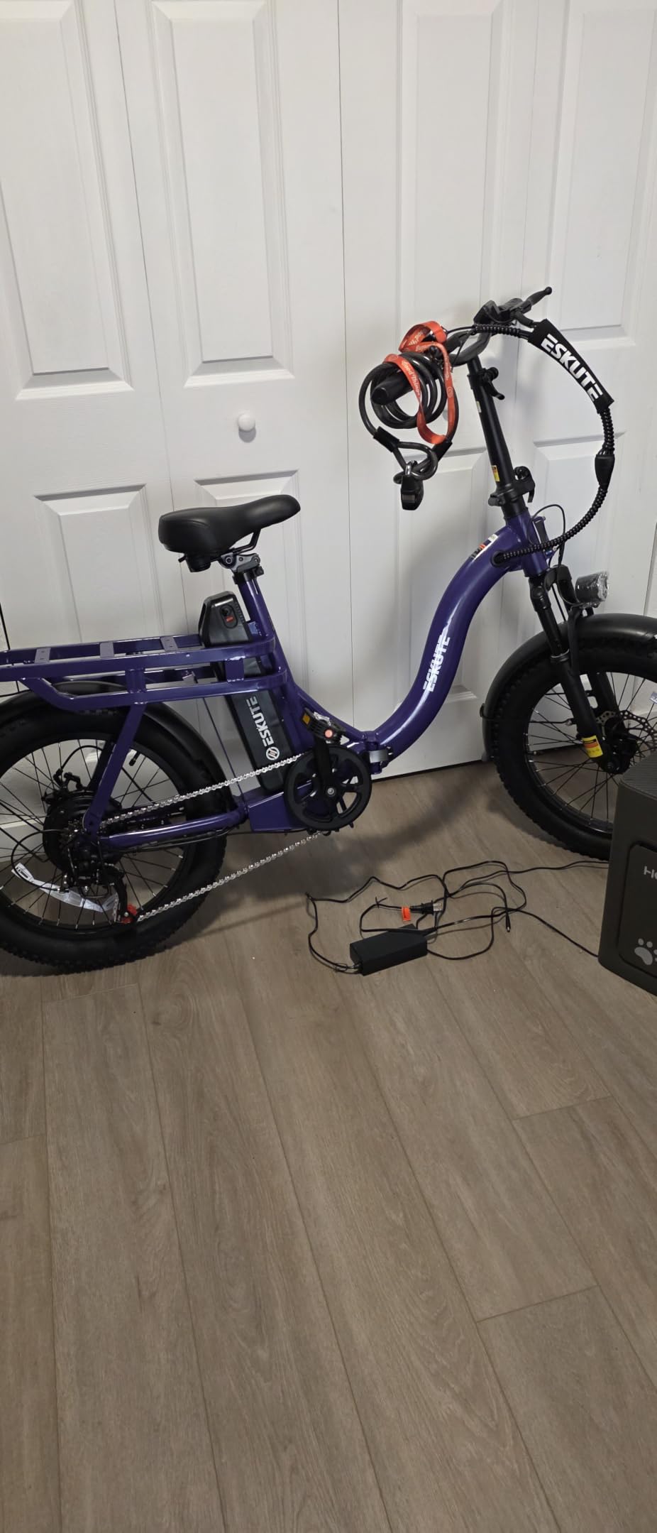 ESKUTE Electric Bike for Adults - 1200W Peak Motor, Folding 20x3 Fat Tire E-Bike, 48V 13Ah Battery, Step-Through Cargo Fold Ebike, NFC Unlock, 20+ MPH, 7-Speed, Up to 55 Miles customer photo 1