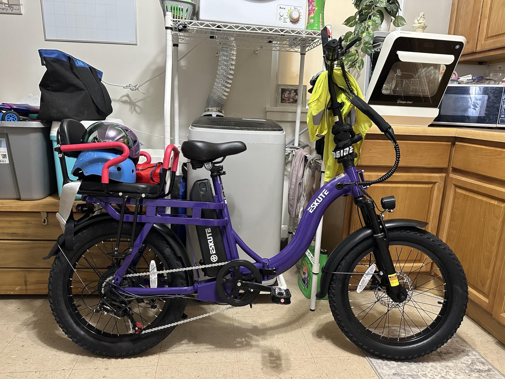 ESKUTE Electric Bike for Adults - 1200W Peak Motor, Folding 20x3 Fat Tire E-Bike, 48V 13Ah Battery, Step-Through Cargo Fold Ebike, NFC Unlock, 20+ MPH, 7-Speed, Up to 55 Miles customer photo 2
