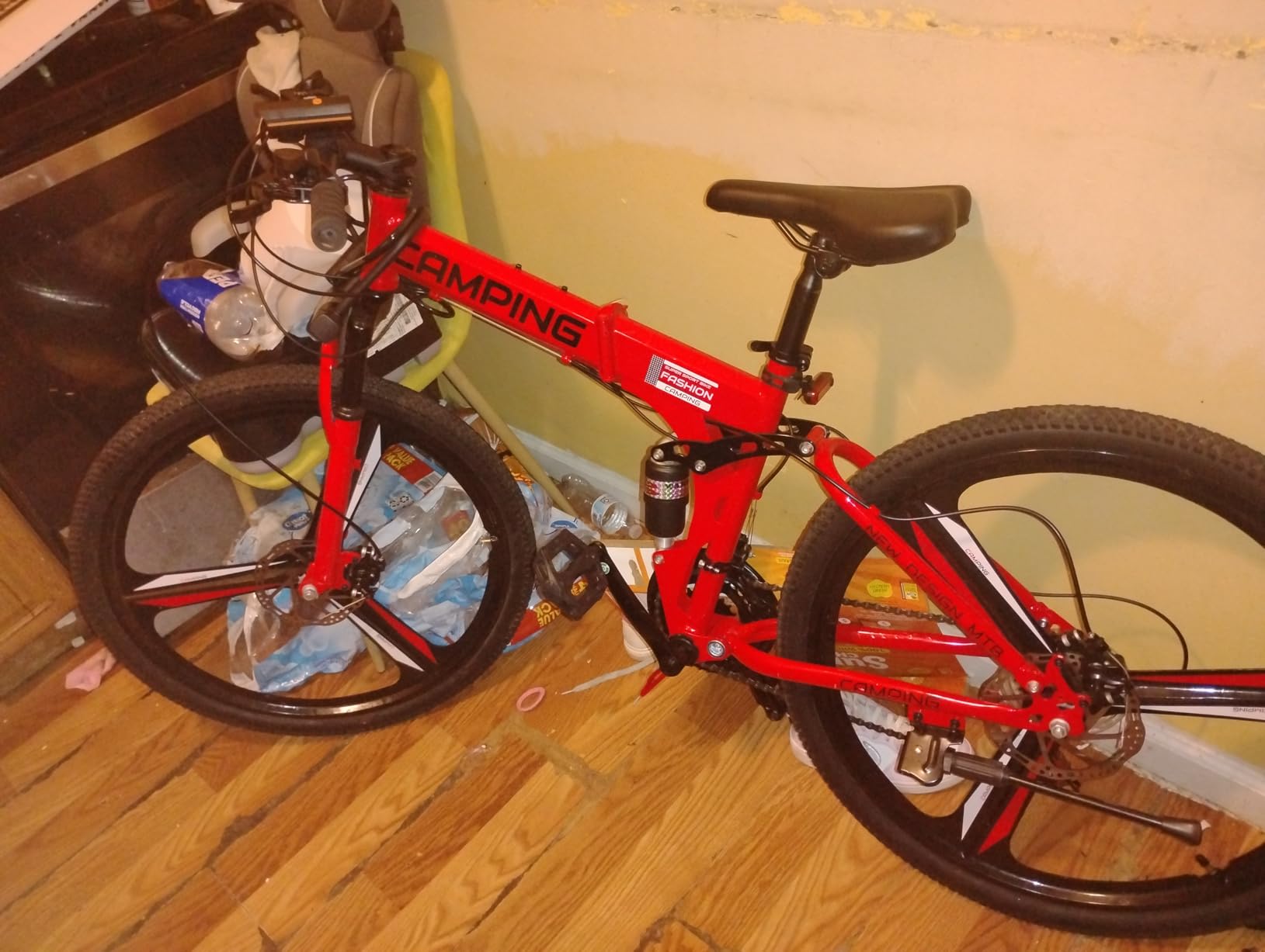 Ktaxon 26 Inch Foldable Mountain Bike, 21 Speed Folding Mountain Bike with Double Shock Effect, Powerful Mechanical Dual Disc Brakes, Unique Design and Ergonomic Frame & Cushion customer photo 2