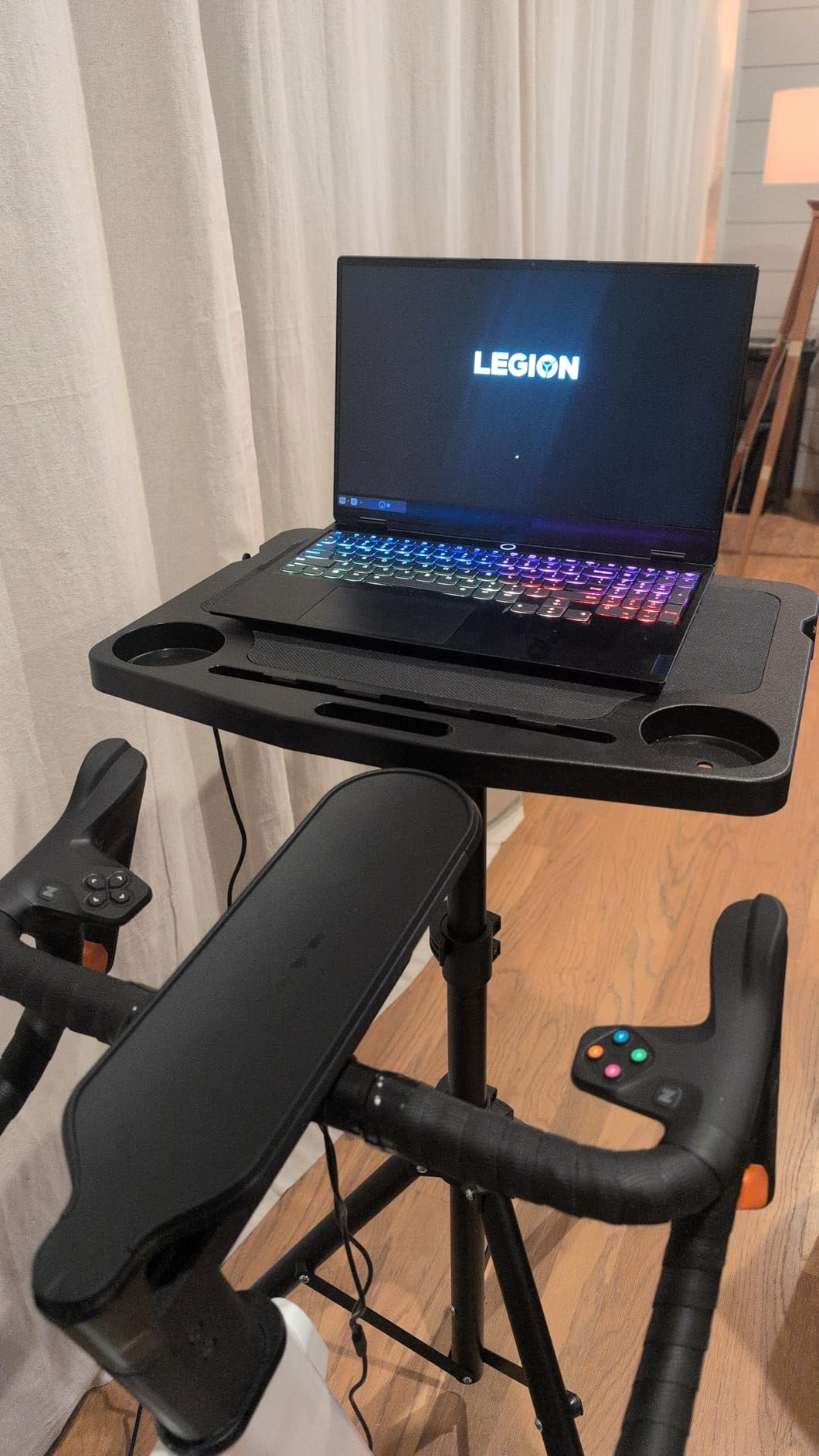 Indoor Cycling Desk - Foldable Tabletop with Non-Slip Surface - Adjustable Height Computer Stand, Bike Trainer & Treadmill Desks customer photo 2