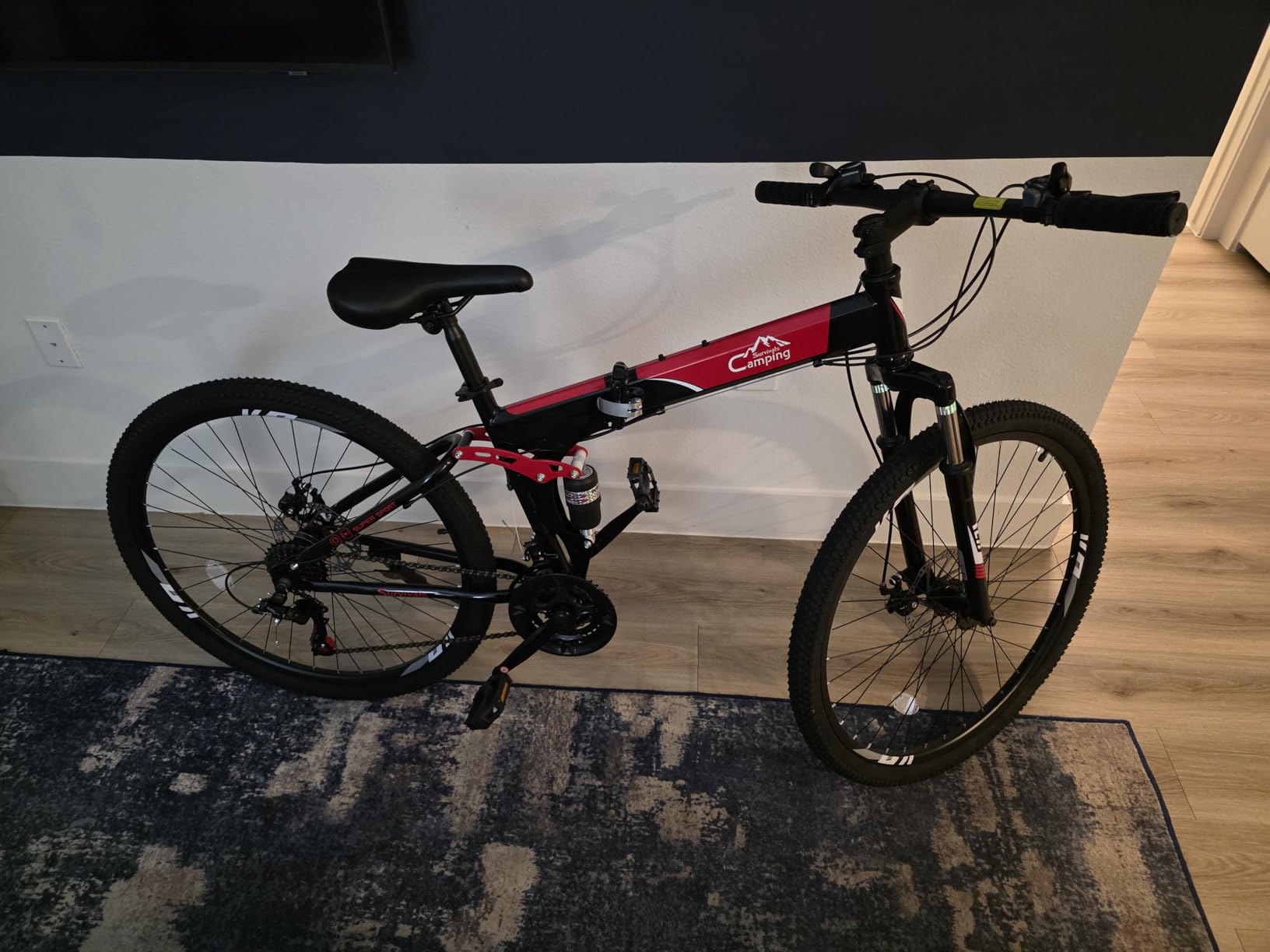 CamPingSurvivals 24/26/27.5 Inch Foldable Bikes for Adults 21 Speed Mountain Bike, Adult Bicycle with High Carbon Steel Frame, Full Suspension, Dual Disc Brake & Adjustable Ergonomic Seat customer photo 2