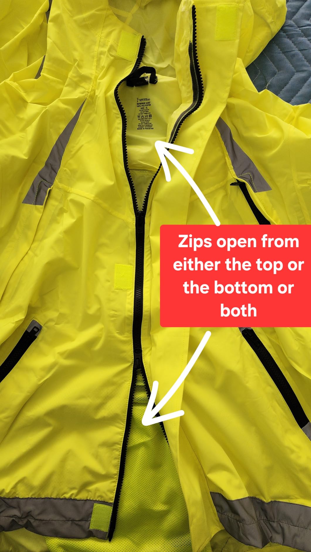 Hi-Vis Rain Jacket 360° Retroreflective, 15,000mm Waterproof, Vented, Helmet Hood customer photo 2