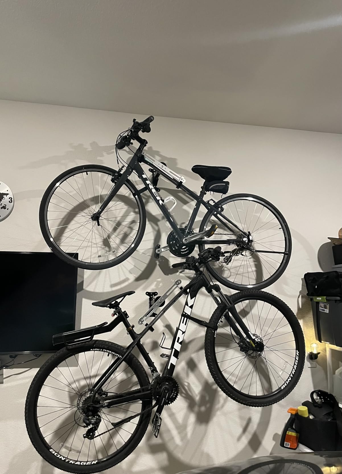 Bike Wall Mount for Garage, Aluminum Alloy & Steel Folding Bicycle Rack | 360° Rotation, Adjustable Hook, 66lbs Capacity Horizontal Indoor Bike Storage, for Road Mountain Hybrid Bikes customer photo 1