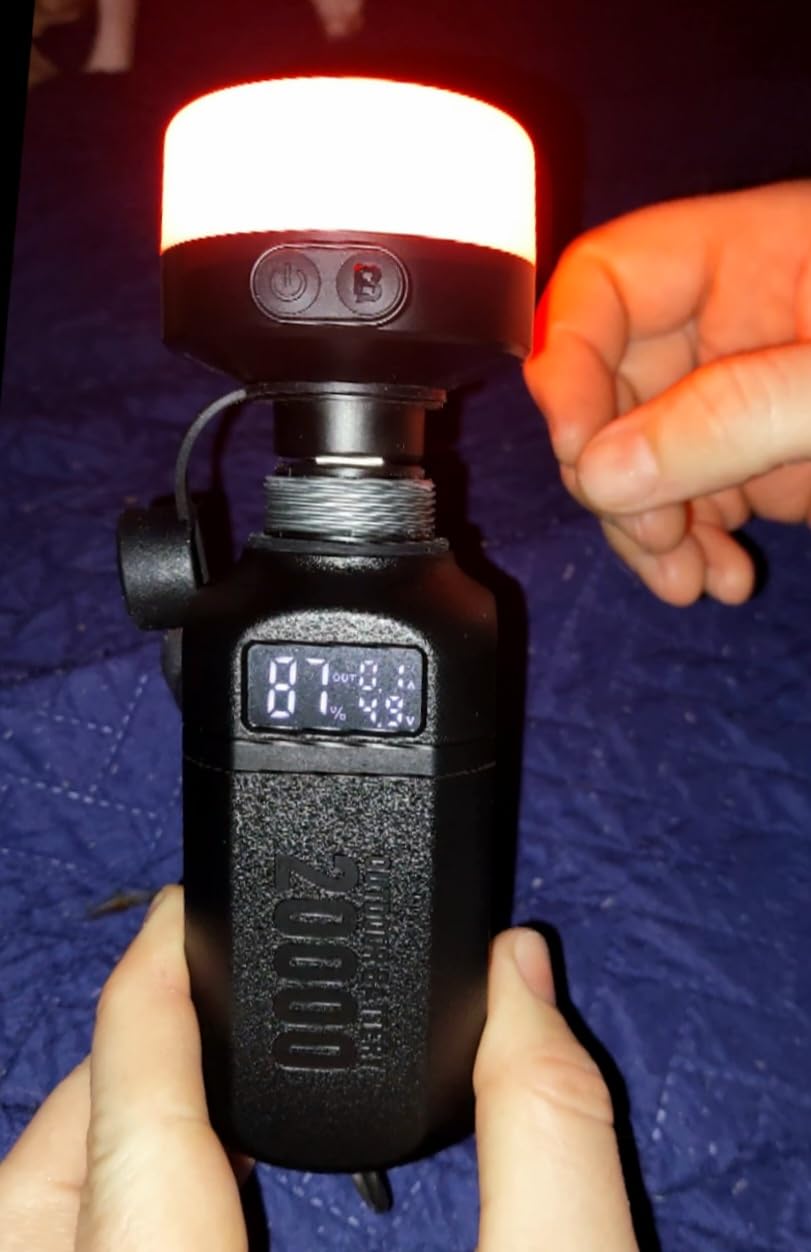 20,000mAh Rugged Power Bank with Fast Charge USB-C PD, IP68 Waterproof Shockproof, Includes 420lm Bright Camping Lantern, Tactical Outdoor Charger for Hiking Camping Survival Emergency (Grey) customer photo 2