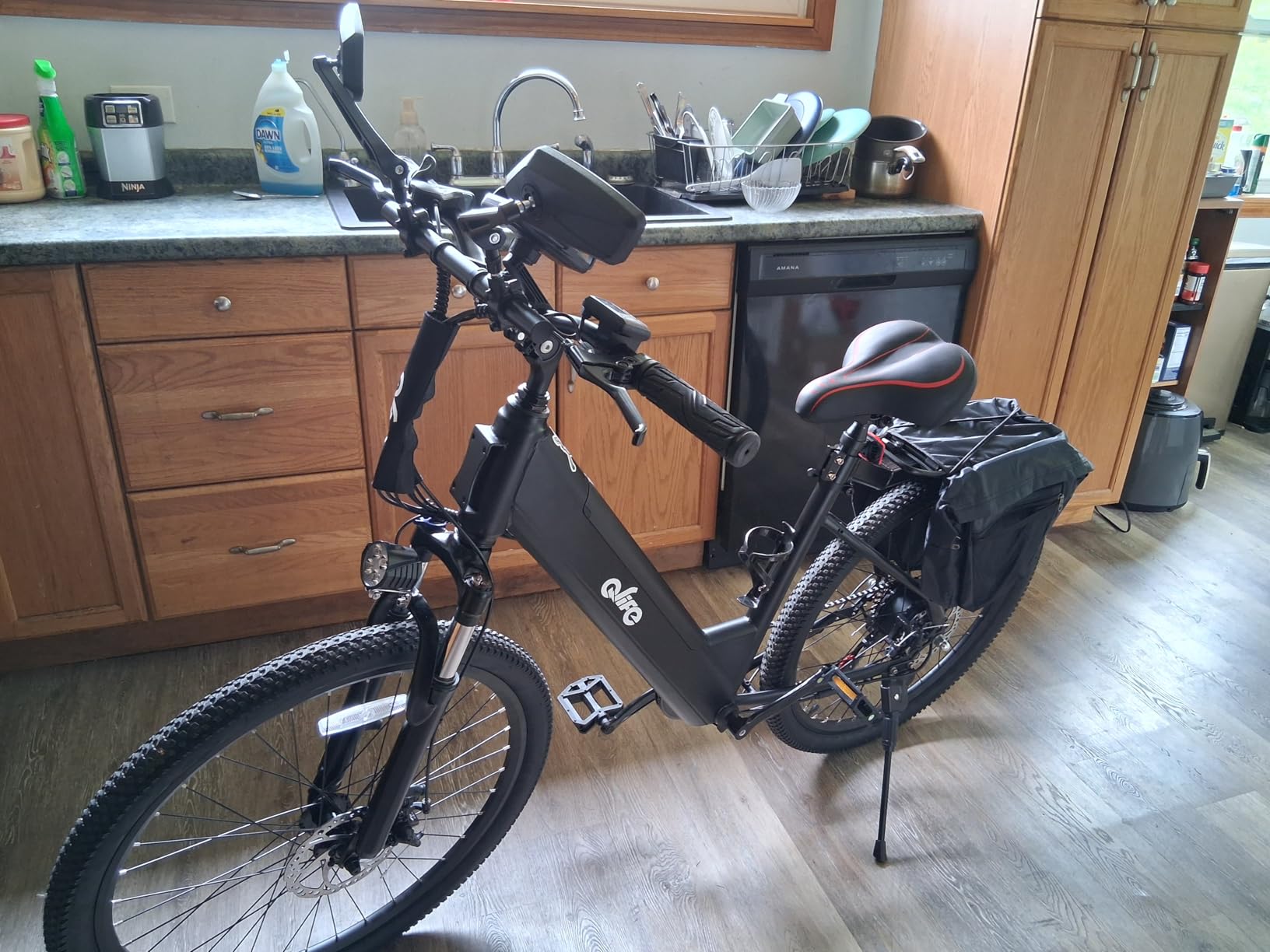 Qlife Racer Electric Bike for Adults - 21-Speed Mountain Lightweight Ebike with Peak 1000W 20+MPH Brushless Motor, 375Wh Removable Battery, 26X2.1 Tire Step Over E-MTB, Up to 40 Miles customer photo 2