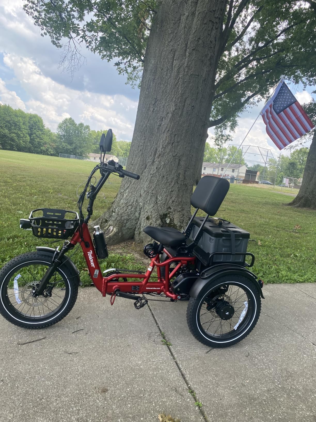 Full Suspension Folding Electric Tricycle for Adults, Aluminum Alloy, Torque Sensor, 20MPH 100Miles 20x3 inch Fat Tire Electric Trike, 1200W 48V 20AH 3 Wheel Electric Bike, Reverse, Parking, UL customer photo 1