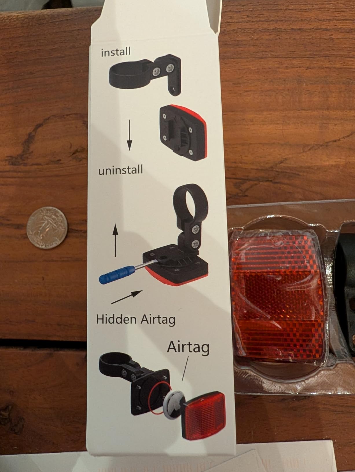 Airtag Bike Mount, Bike Hidden Airtag Mount Reflector, Anti-Theft Bike Airtag Holder with 5 Brackets, Fits 7/8