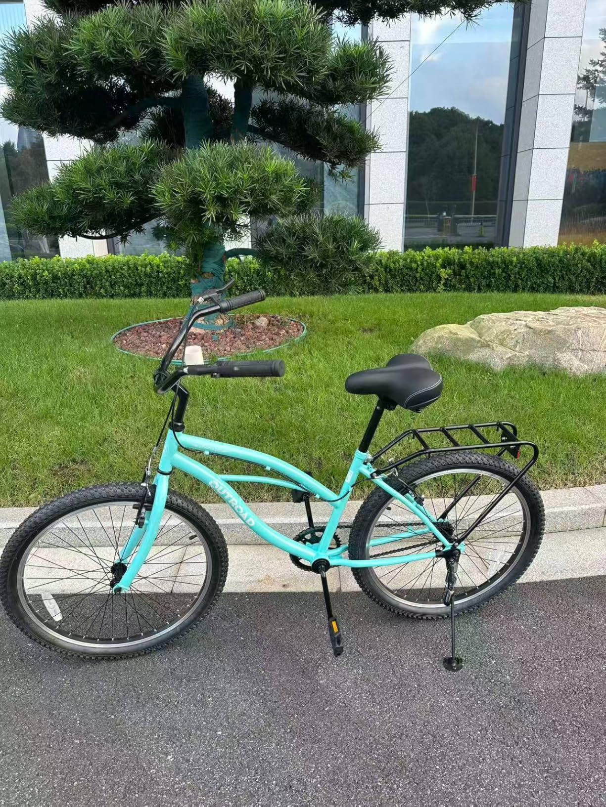 SUNCROWN Cruiser Bike for Women & Men, 24/26 Inch Beach Commuter Bicycle, Single Speed & High-Carbon Steel Frame with V-Brakes & Rear Rack, Comfortable City Bike for Adults customer photo 1