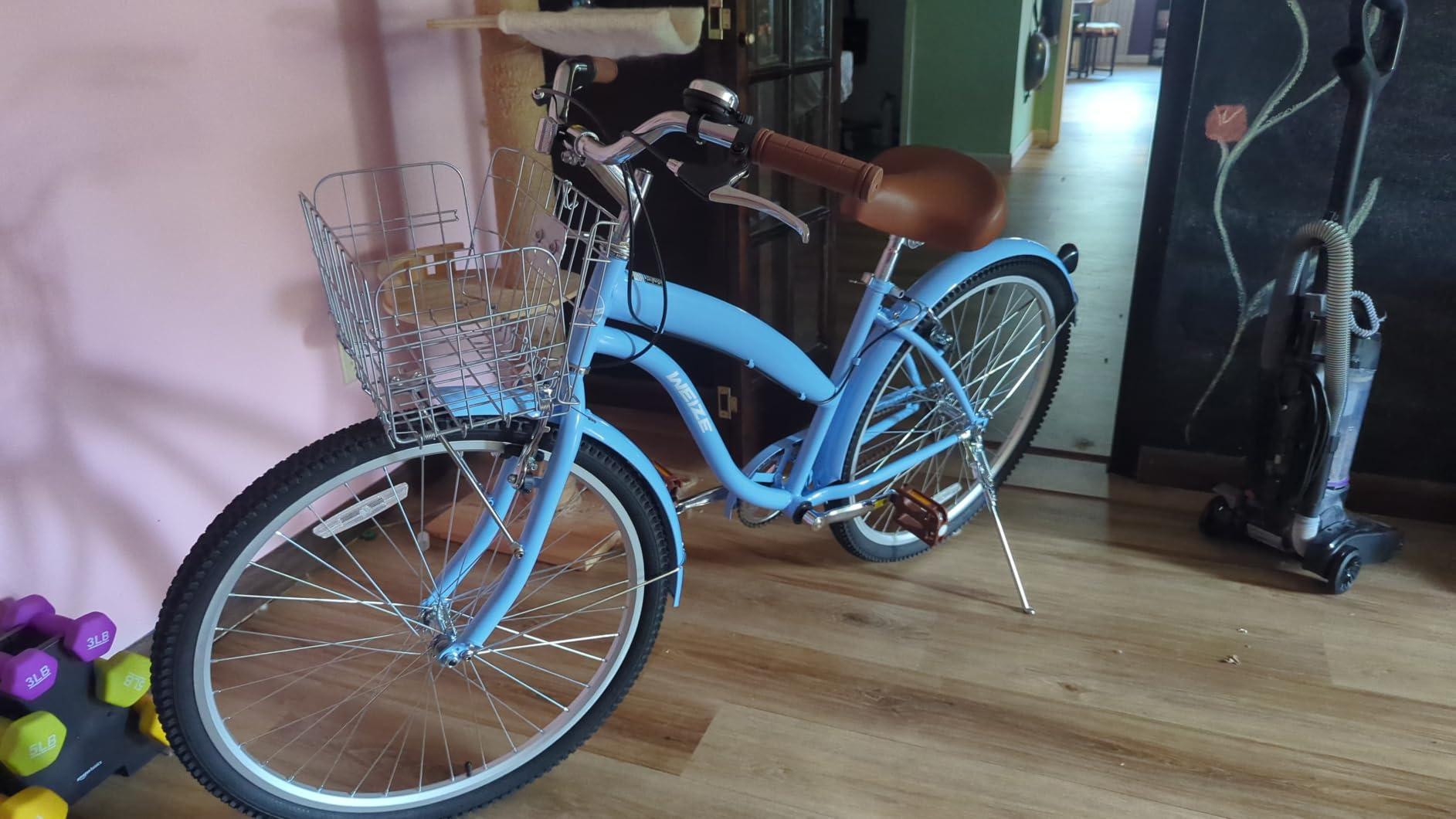 WEIZE Beach Cruiser Bike, 24 26 inch Commuter Bicycle for Adult Men and Women, Front & Rear Fenders, Comfortable City Bikes with Rear Rack&Basket, Ergonomic Upright Design customer photo 2