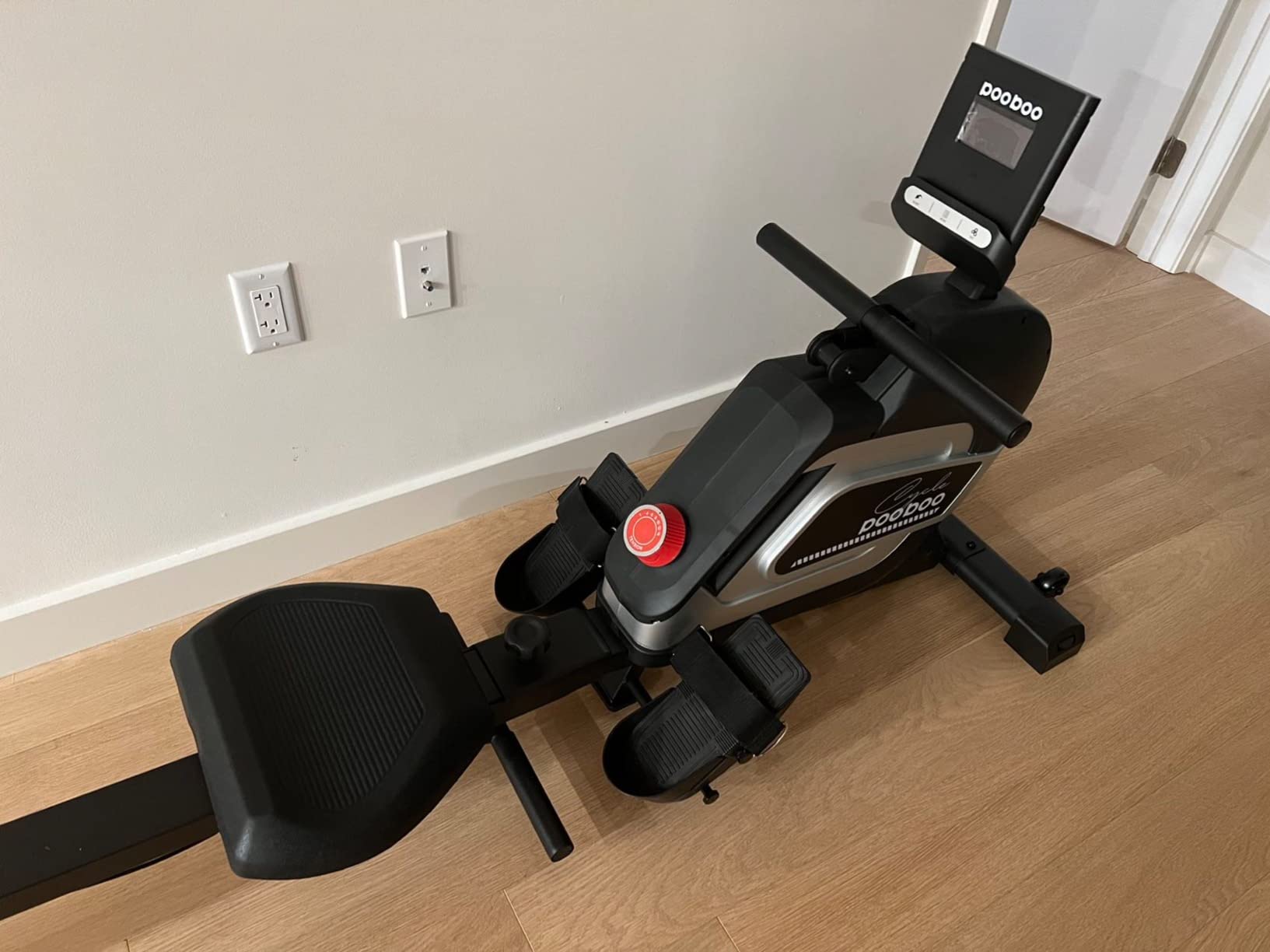 pooboo Rowing Machine for Home, Foldable Magnetic Rowing Machine | 14 Levels Quiet Resistance, Rower Machine with 350 LB Weight Capacity, Comfortable Padded Seat, LCD Monitor, App Support customer photo 2