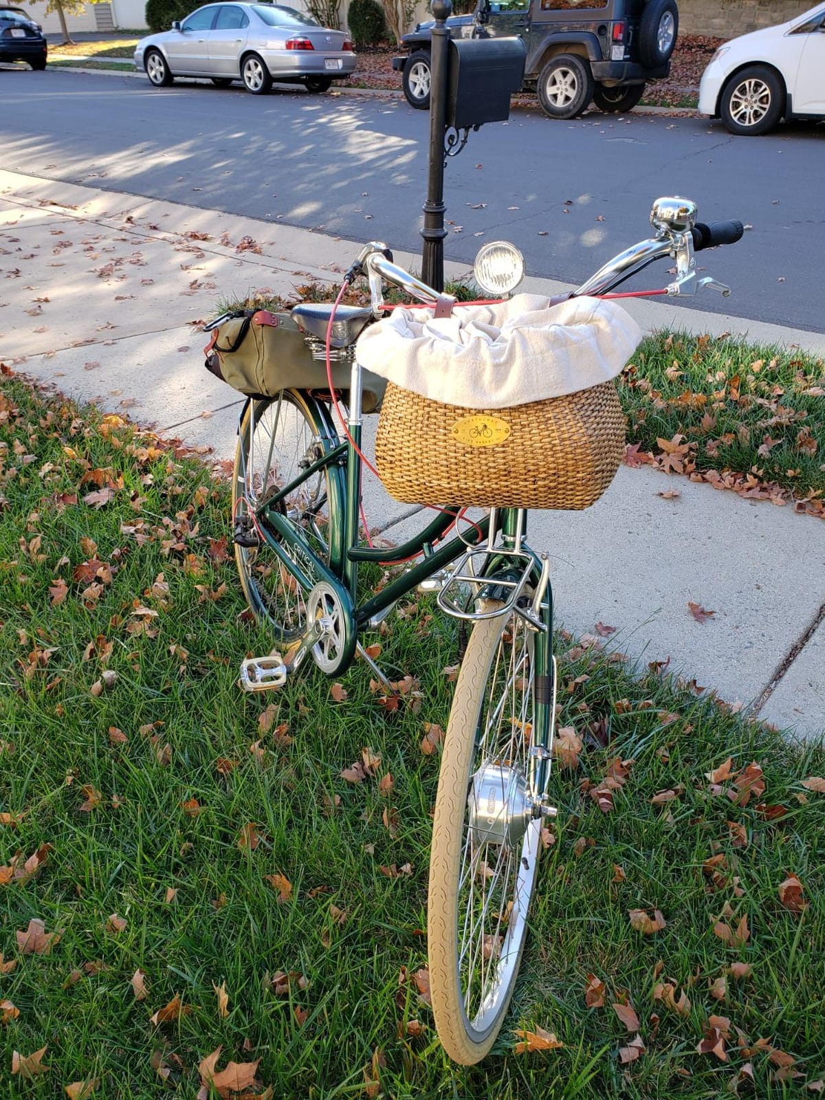 Nantucket Bike Basket Co. | Lightship Classic Bike Basket For Adult Bikes | Handwoven Rattan With Leather Straps | Vintage Style Front Basket For Daily Rides | 13 Lb Capacity customer photo 1