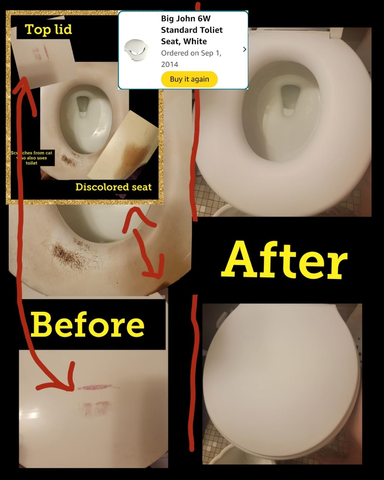 Big John Products 6W Big John 6-W Oversized Seat with Cover - for Round Or Elongated Toilet Bowls - Weight Capacity 800 Pounds - White, Large customer photo 1