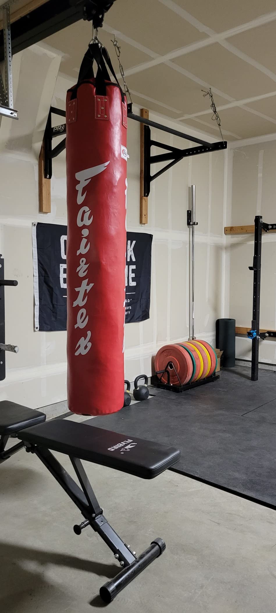 Fairtex HB6 Banana Heavy Bag, Muay Thai MMA Kickboxing Boxing Punching Bag | Full-length synthetic hide with non-tear lining. Extended cylinder absorbs low calf sweeps, front pushes, and knees customer photo 2