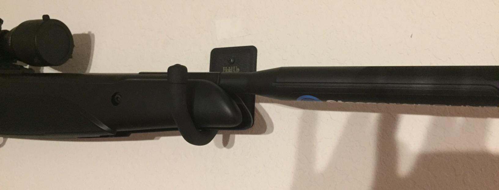 Hold Up Displays - Horizontal Gun Wall Mount for Indoor Display - Shotgun Holder - Bow Wall Hanger - Rifle Wall Mount - Heavy Duty Steel Flatwall Hooks - Made in USA customer photo 1