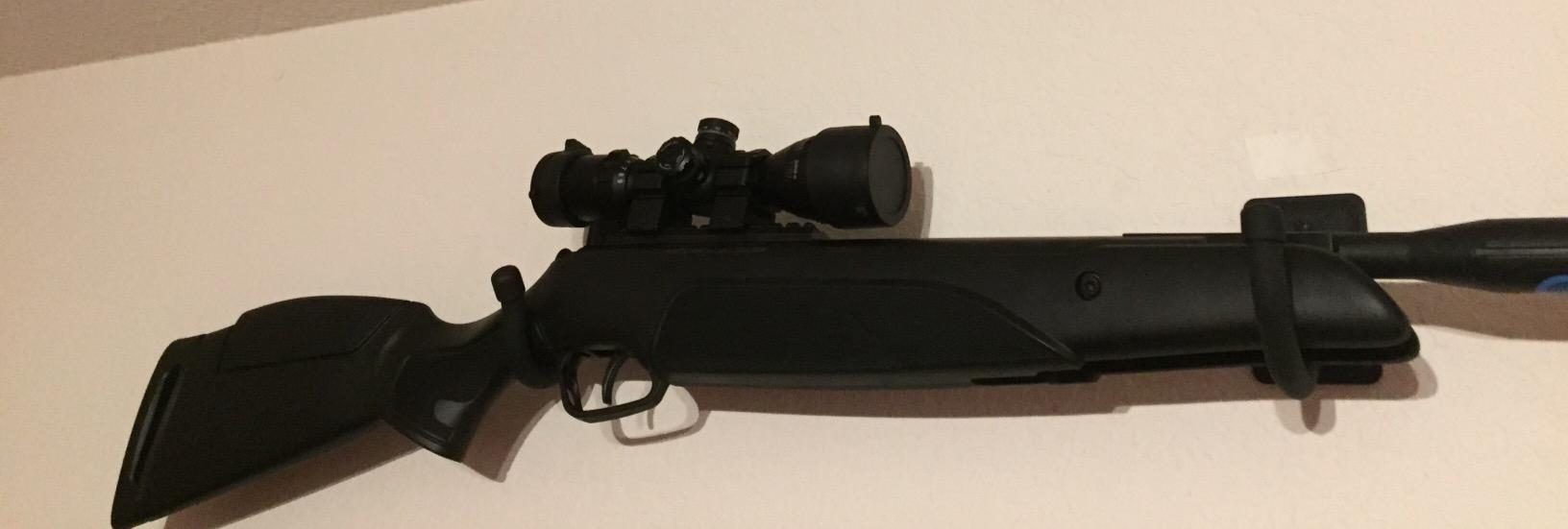 Hold Up Displays - Horizontal Gun Wall Mount for Indoor Display - Shotgun Holder - Bow Wall Hanger - Rifle Wall Mount - Heavy Duty Steel Flatwall Hooks - Made in USA customer photo 2