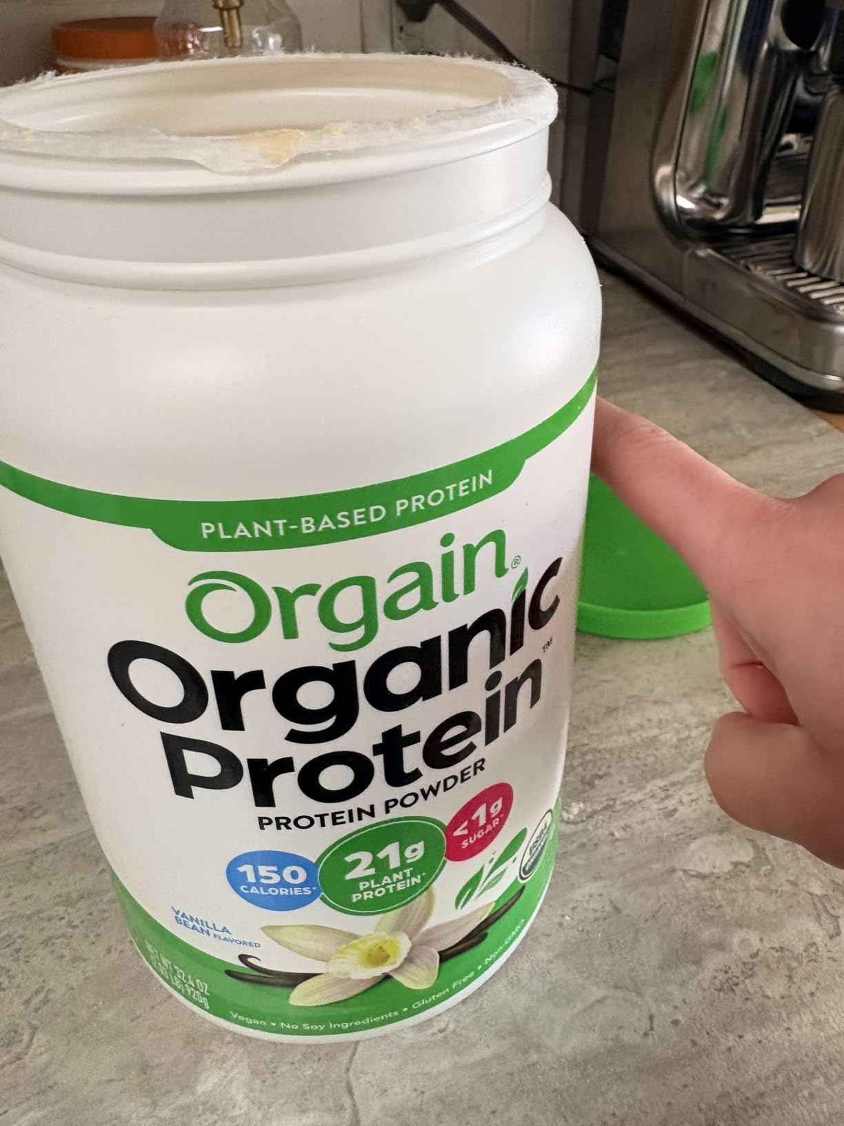 Orgain Organic Vegan 21g Protein Powder, Vanilla Bean, 2.03 lb | Plant based protein, 4g prebiotic fiber, no added sugar or lactose, non-GMO, for shakes & smoothies customer photo 2