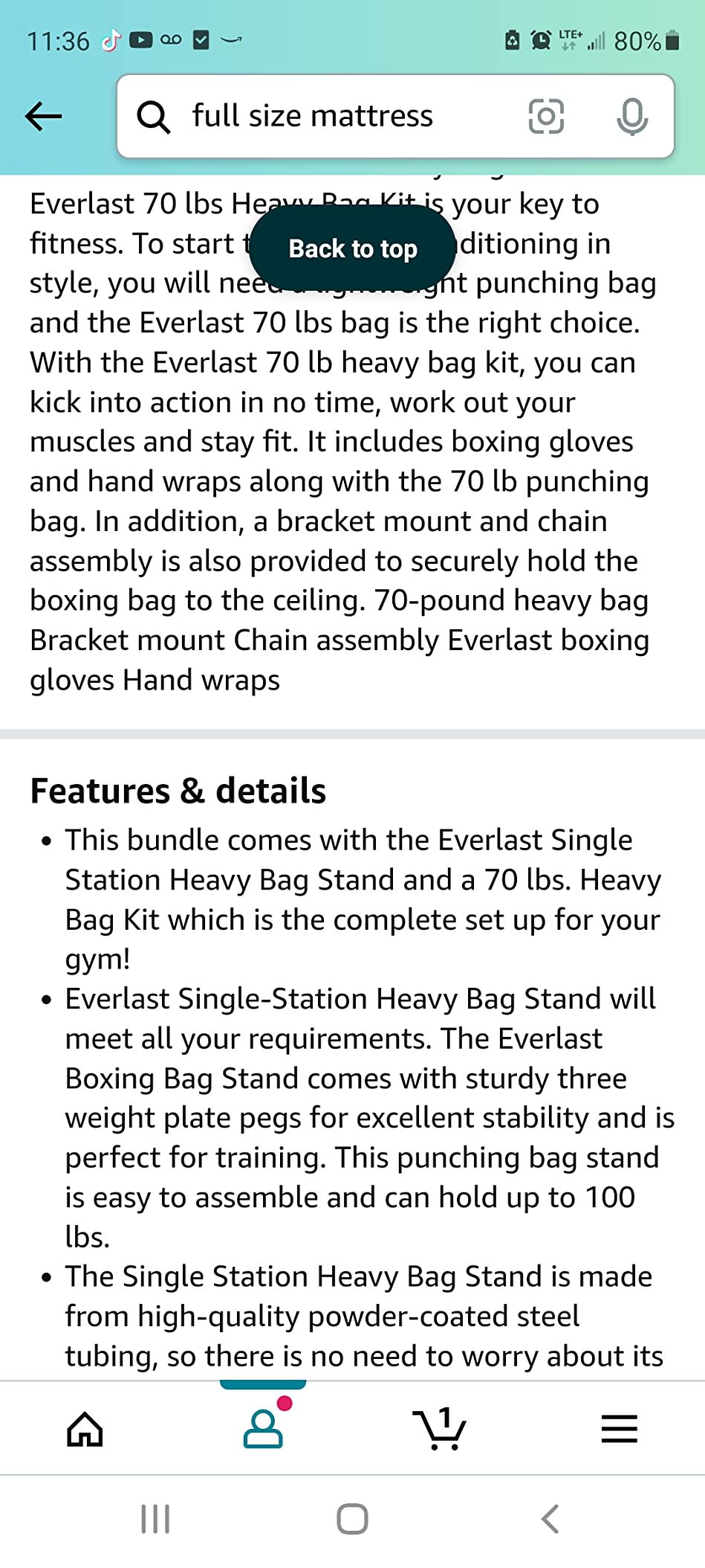 Everlast Single Station Heavy Bag Stand with a 70-lb. Heavy Bag Kit customer photo 2