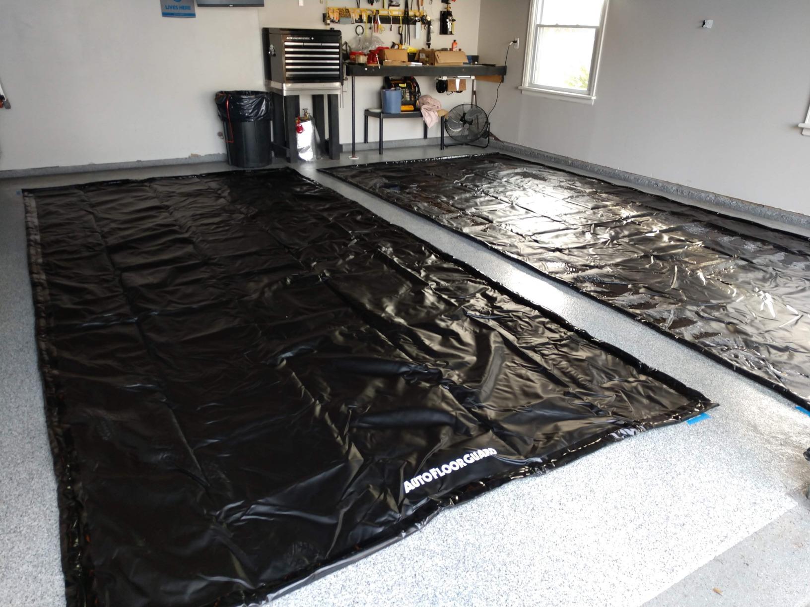 AutoFloorGuard Garage Containment Mat, Mid-Size Vehicles, 7.75 Ft x 18 Ft | Heavy-Duty PVC, Water-Tight Welded Seams, Raised Perimeter Edge, Catches Snow, Ice & Mud, Includes Telescoping Squeegee customer photo 2