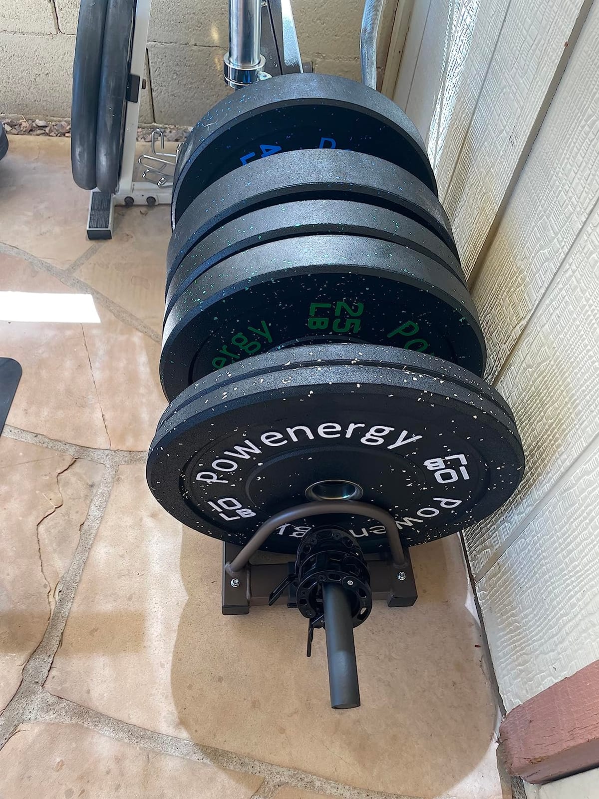 Steelbody Horizontal Plate and Olympic Bar Rack Organizer with Steel Frame and Transport Wheels STB-0130, brown 41”L x 11”W x 9.5”H customer photo 2