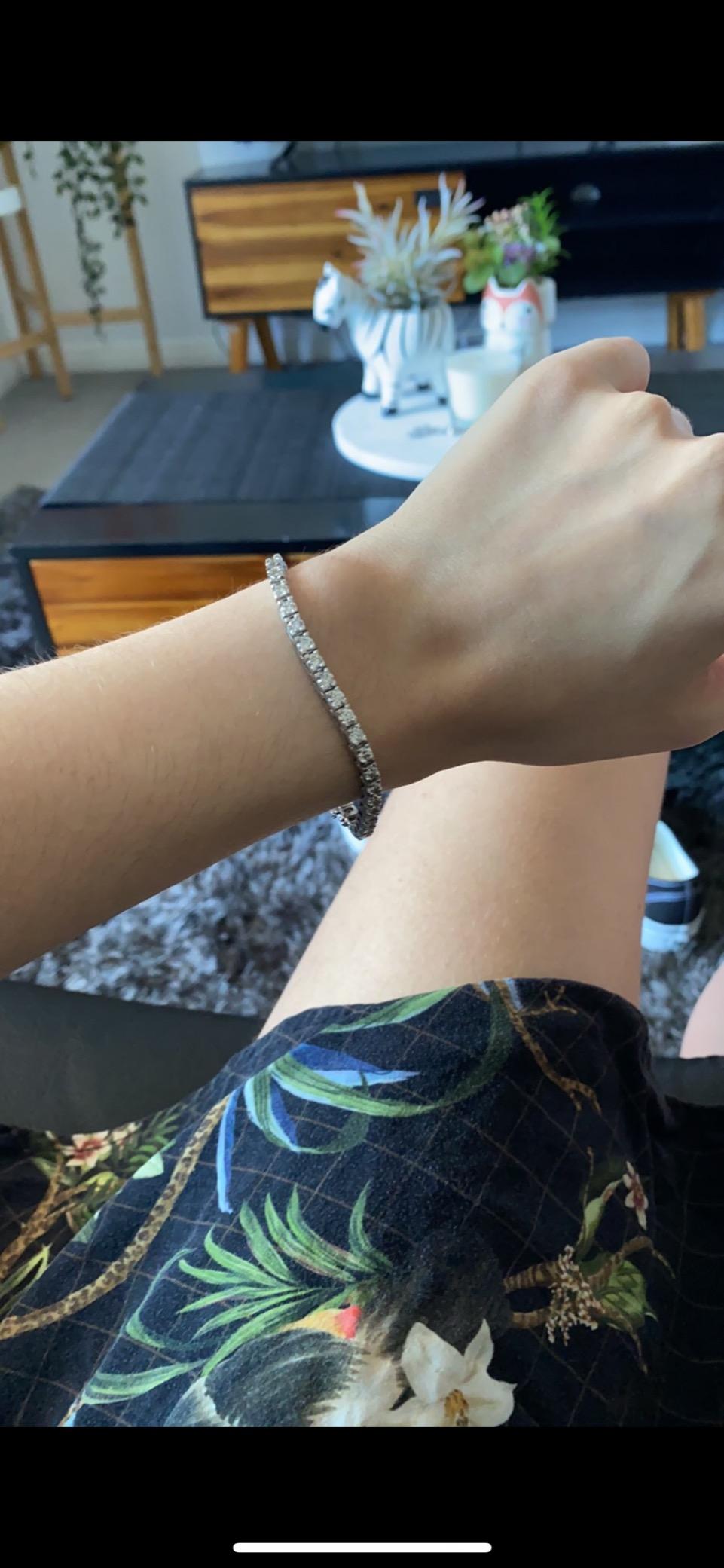Houston Diamond District 3 to 22 CT Mined Natural Diamond Tennis Bracelet | 14K White Gold Round Cut 4 Prong Tennis Bracelet Jewelry for Women in Solid Gold Value Plus Collection customer photo 1