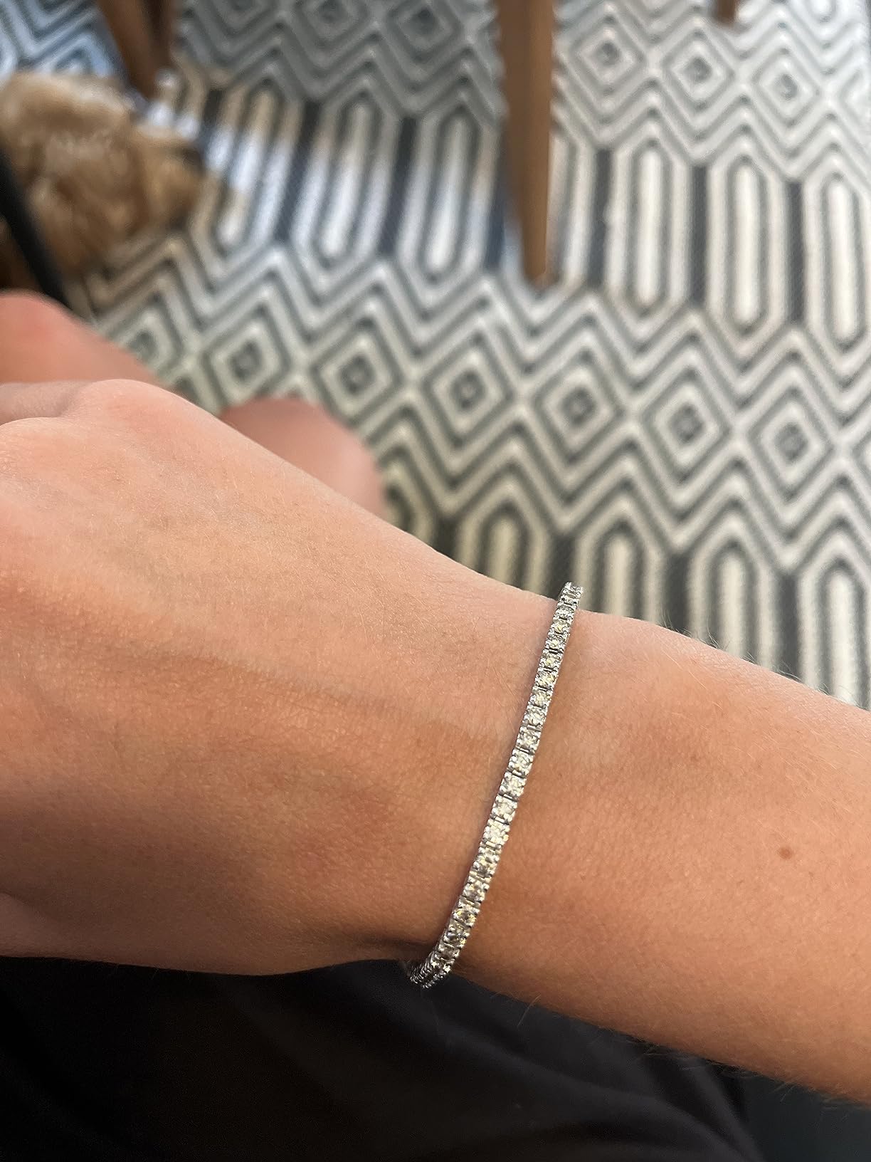 Houston Diamond District 3 to 22 CT Mined Natural Diamond Tennis Bracelet | 14K White Gold Round Cut 4 Prong Tennis Bracelet Jewelry for Women in Solid Gold Value Plus Collection customer photo 2