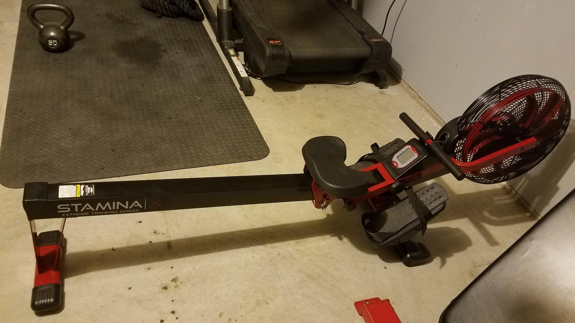 Stamina X Air Rower - Rower Machine with Smart Workout App - Rowing Machine with Air Resistance for Home Gym Fitness - Up to 250 lbs Weight Capacity - Black/Red customer photo 2