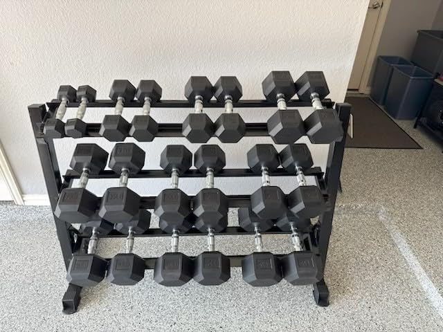 CAP 2-Tier & 3-Tier Dumbbell Rack for Home Gym, Heavy-Duty Steel Weight Storage Rack for Hex Dumbbells, Holds 5-35lb 5-50lb 5-75lb Dumbbell Pairs, Multiple Sizes & Capacities customer photo 2