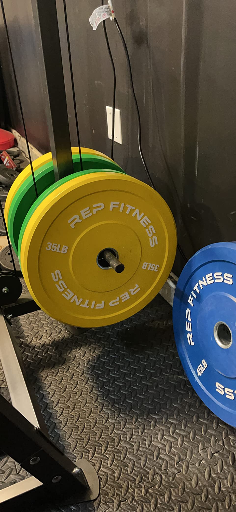 REP Color Bumper Plates LB Olympic Barbell Weights - Rubber Training Discs for Home Gym Strength Lifting, Low Bounce Durable, Weight Pairs & Sets 10 15 25 35 45 Pound Options customer photo 1