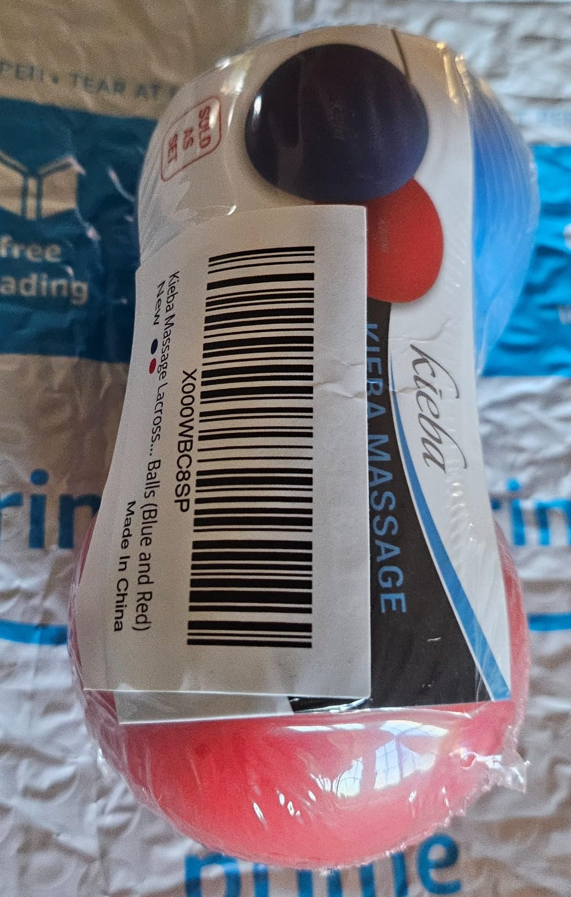 Massage Lacrosse Balls for Myofascial Release, Trigger Point Therapy, Muscle Knots, and Yoga Therapy. Set of 2 Firm Balls (Blue and Red) customer photo 2