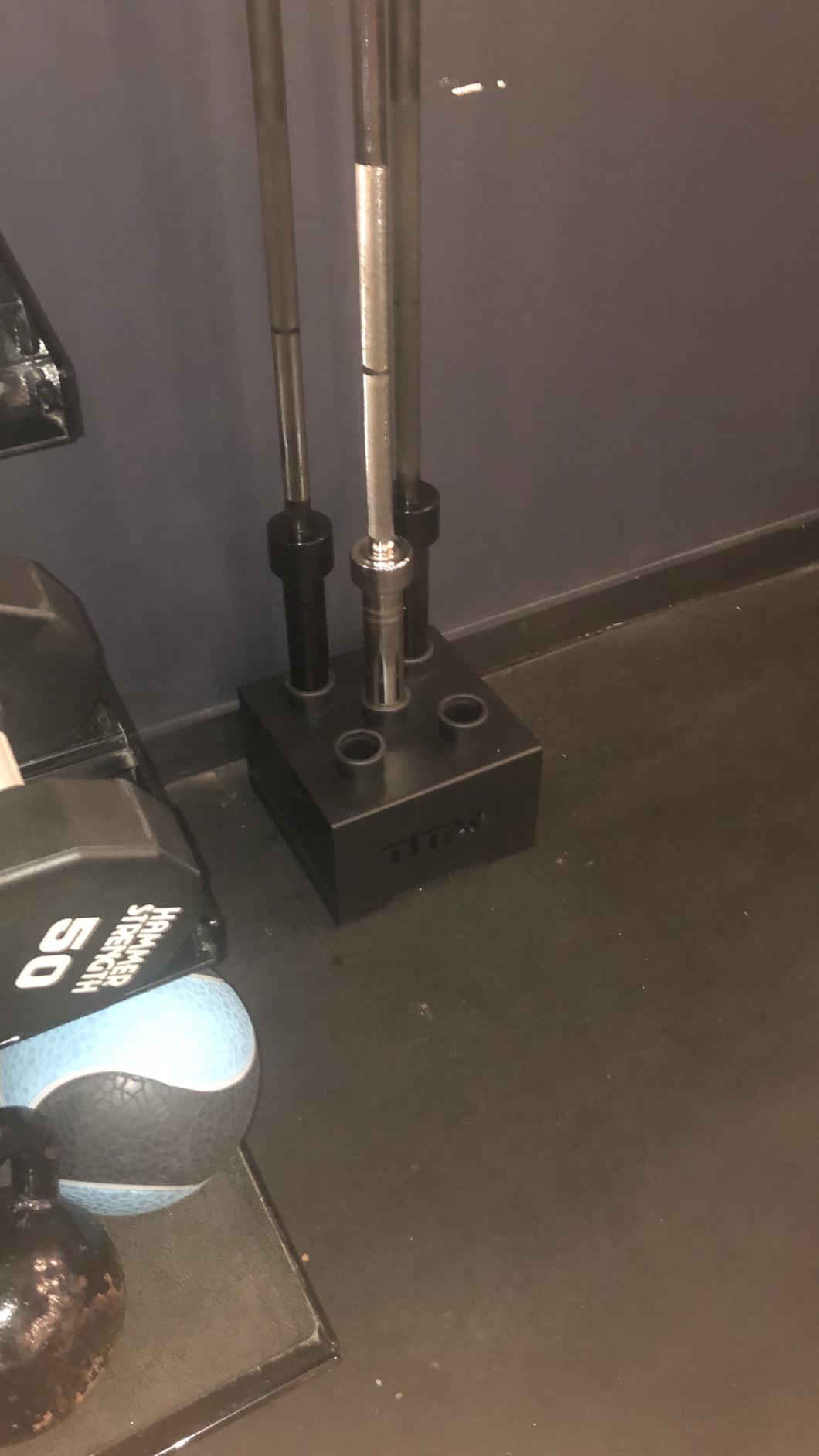 Titan Fitness 5 Barbell Holder, Vertical Olympic Sized Bar Rack, 12