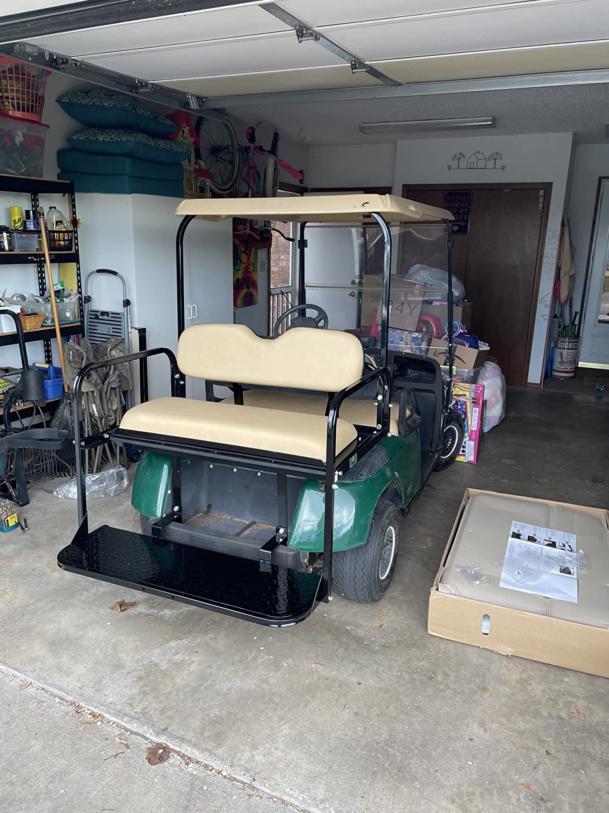Performance Plus Carts EZGO TXT Golf Cart Flip Folding Rear Seat Kit | Compatible with 1994.5-Up Models (Tan) customer photo 1