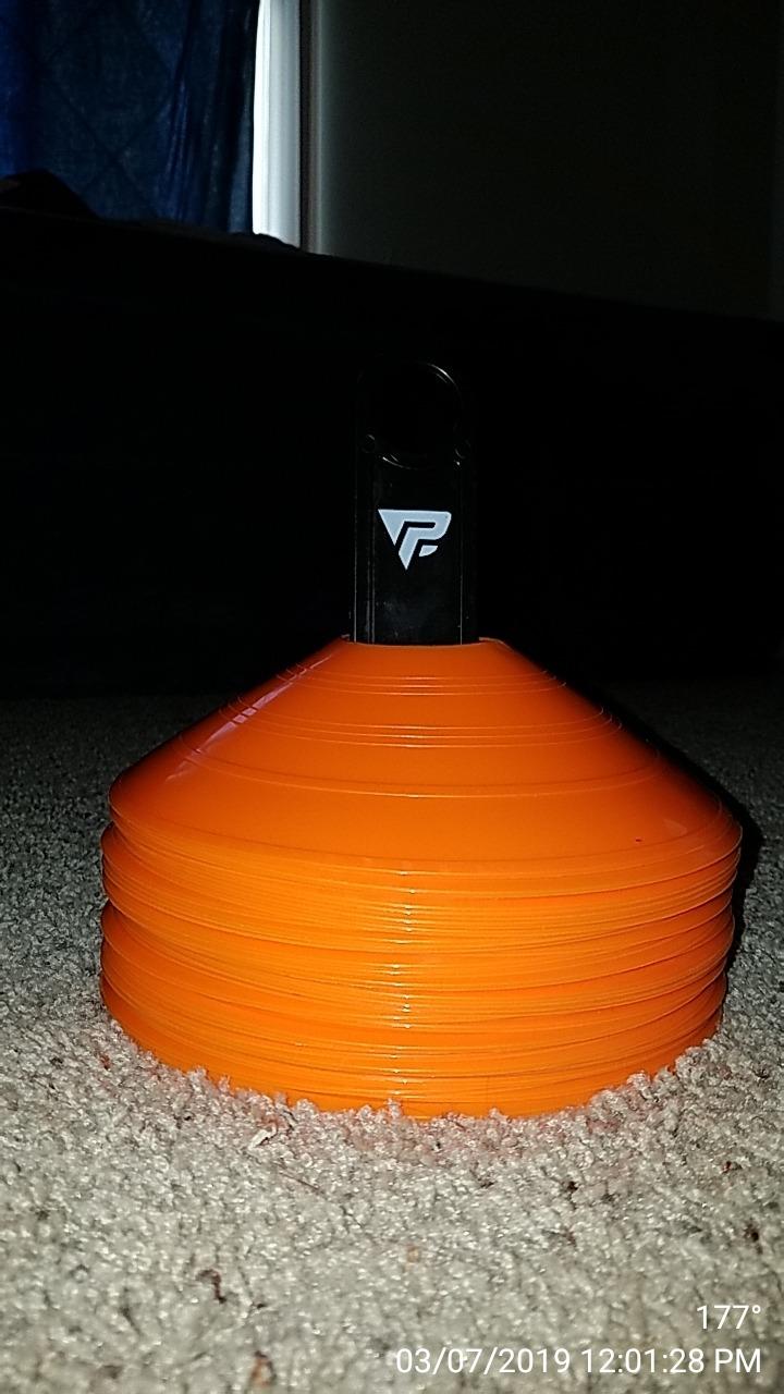 Pro Disc Cones (Set of 50) - Agility Soccer Cones with Carry Bag and Holder for Sports Training, Football, Basketball, Coaching, Practice Equipment, Kids - Includes 15 Best Cone Drills Book customer photo 1