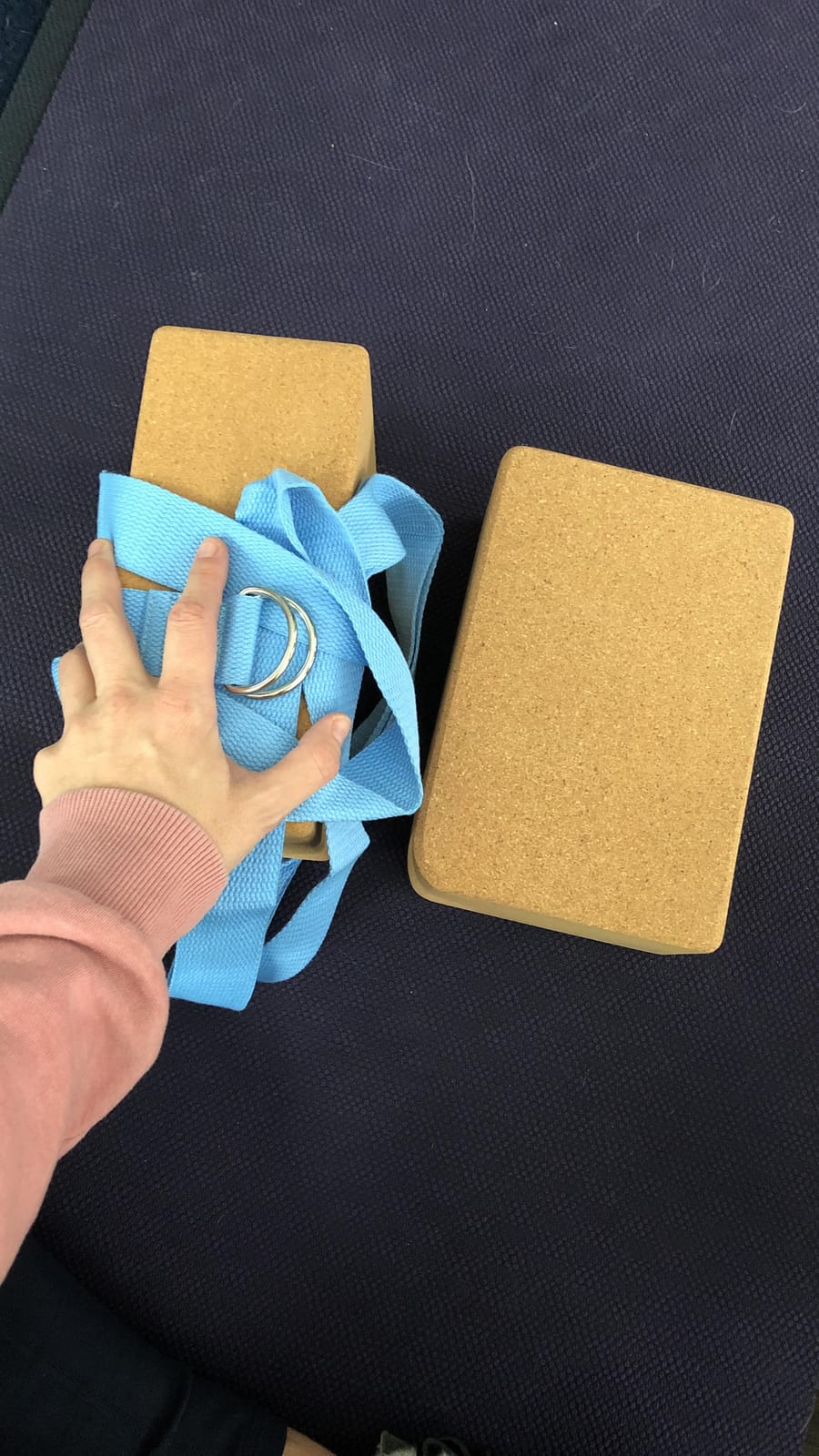 2 Pack Cork Yoga Blocks with Yoga Strap Set - 4 x 6 x 9 inch customer photo 2