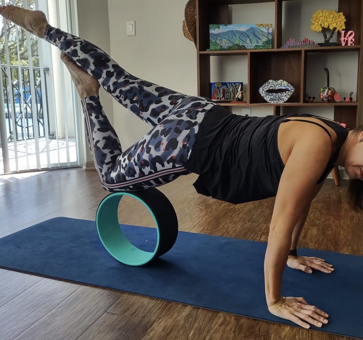 Yoga Wheel for Back Pain Relief - Beginners Guide & Strap Included | Comfortable Back Roller to Release Tension, Deepen Stretches & Boost Flexibility - Improve Posture at Home customer photo 2