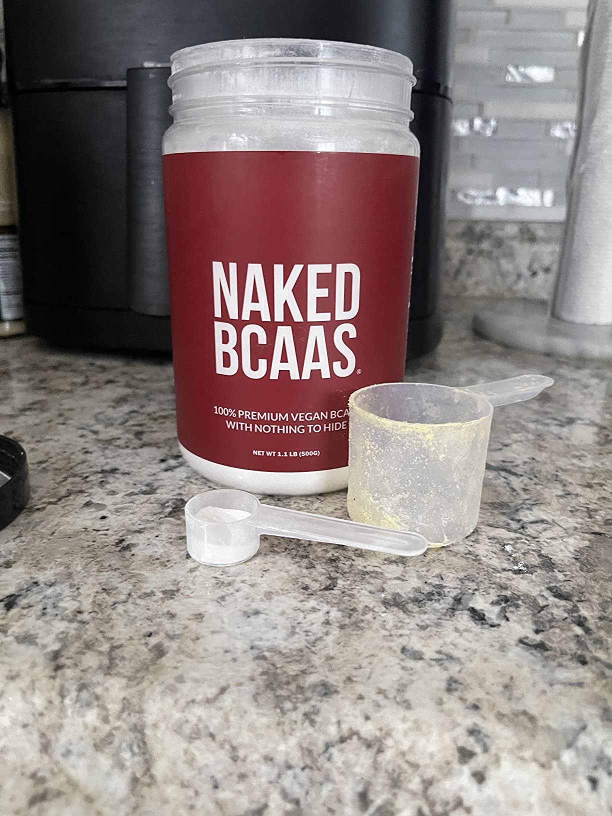 NAKED BCAAs Amino Acids Powder, Only 1 Ingredient, Pure 2:1:1 Formula, Vegan Unflavored Branched Chain Amino Acids, Instantized All Natural BCAA Supplement - 500 Grams, 100 Servings customer photo 2