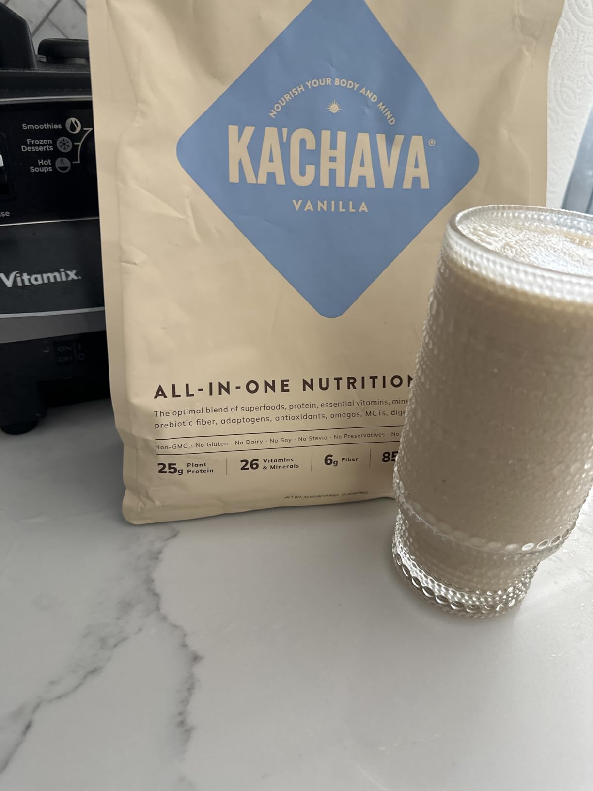 Ka'Chava Whole Body Meal Shake Vanilla 2 lb - Vegan Protein Powder with 85+ Superfoods & Greens - Plant-Based Meal Replacement with Probiotics & Digestive Enzymes - Gluten & Dairy Free (15 Servings) customer photo 1