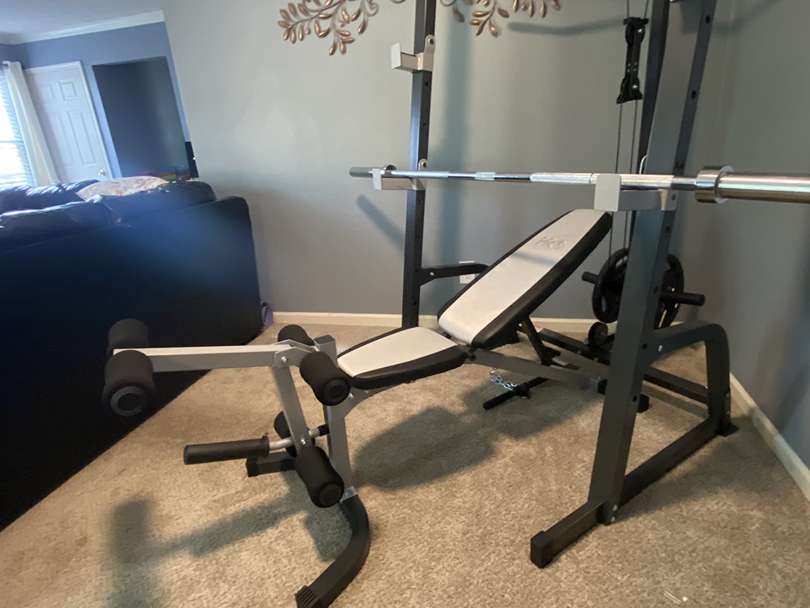 Marcy Pro Deluxe Cage System with Weightlifting Bench All-in-One Home Gym Equipment PM-5108 customer photo 1