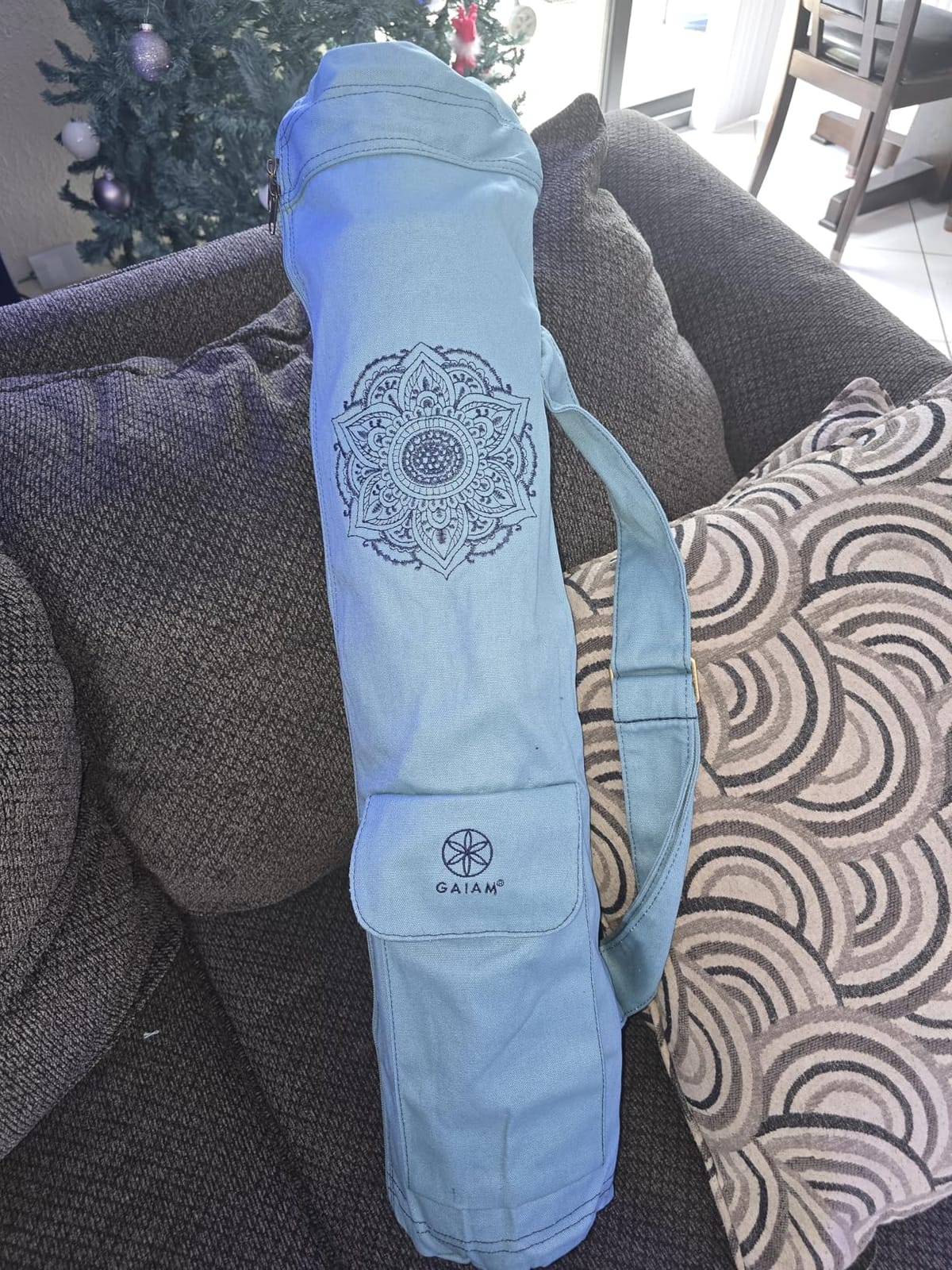 Gaiam Cargo Yoga Mat Bag, Full-Zip Carrier | Fits Most Mats | Front Zip Pocket | Phone Pocket & Earbuds Slit | Adjustable Strap | Women & Men customer photo 2