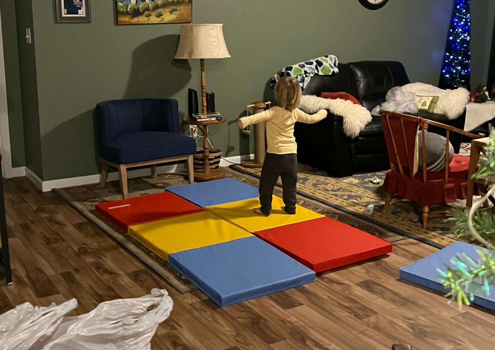 BalanceFrom 6x2 Feet 3-Panel Folding Gymnastics Mat - 2-Inch Thick Pad with Vinyl Surface and Carrying Handles for Tumbling, Yoga, Pilates, Home Workouts, and Martial Arts customer photo 2
