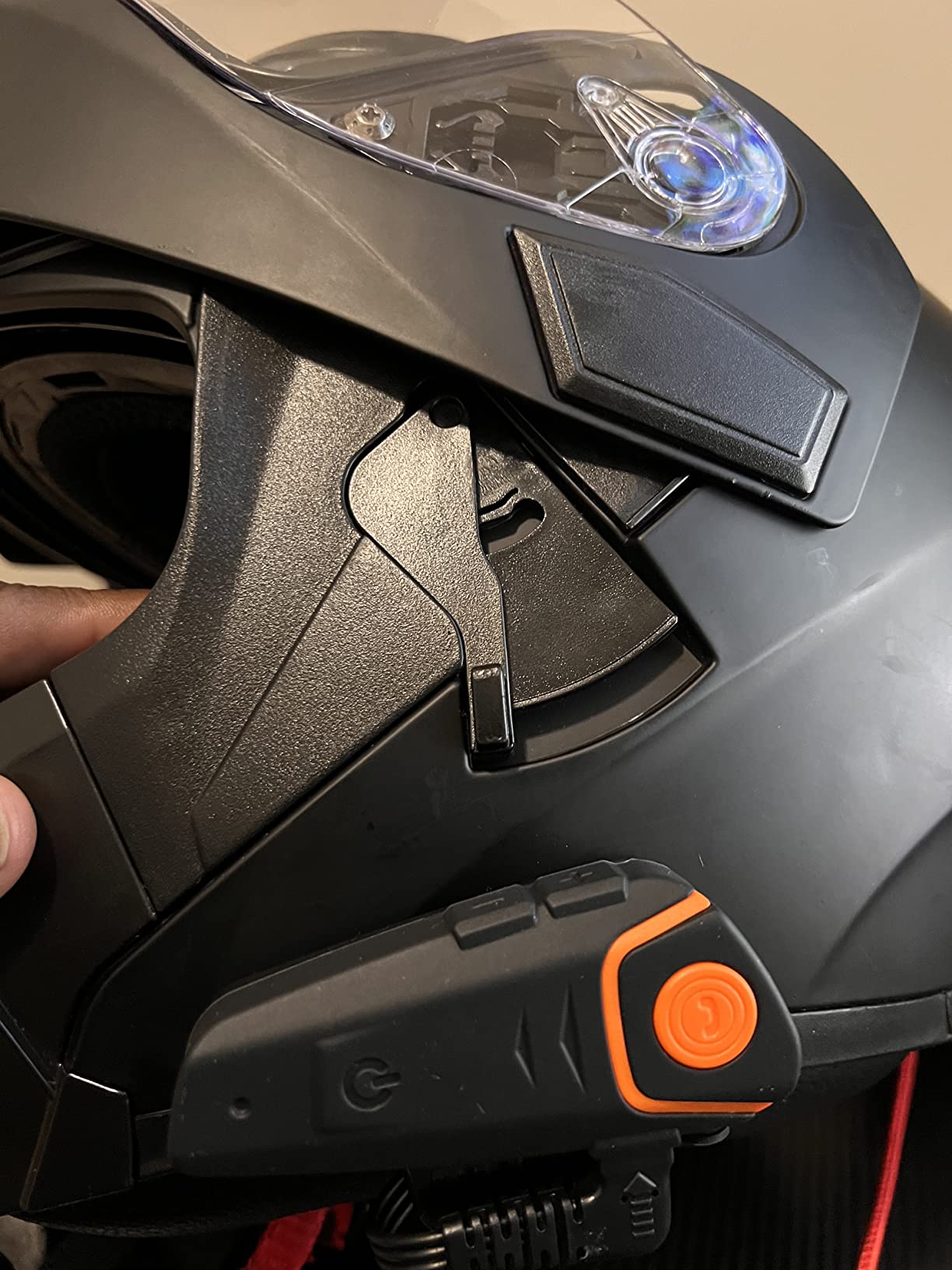 Motorcycle Bluetooth Headset, BT-S2 Bluetooth 5.0 Helmet Intercom Headset up to 2 Riders 1000M Helmet Communication System for Ski/ATV/Dirt Bike/Racing/Climbing (Boom Microphone,Single) customer photo 1