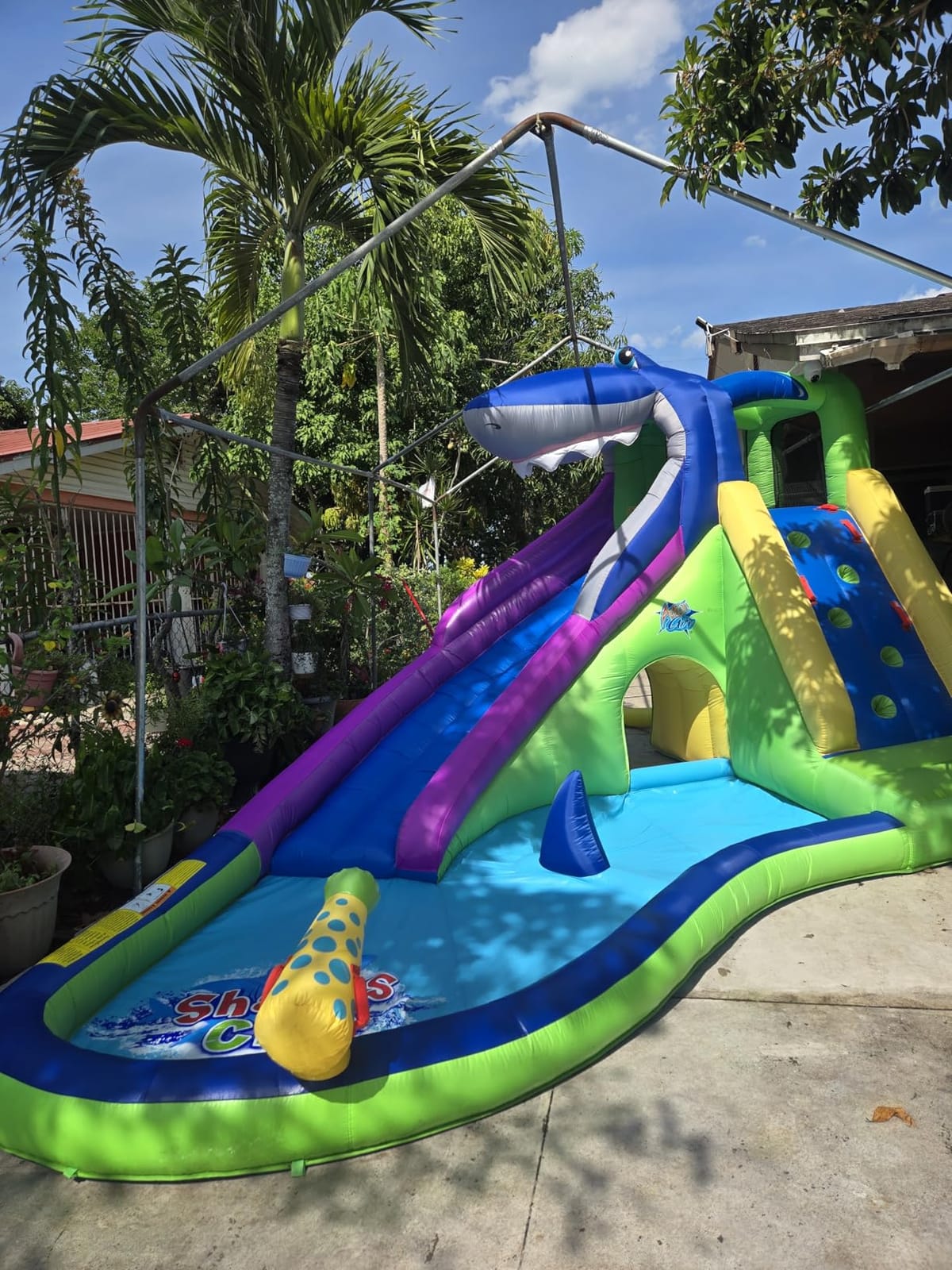 ACTION AIR Inflatable Water Slide, Shark Bounce House with Slide for Wet and Dry, Playground Sets for Kids Backyard, Water Spray & Water Pool, Durable Sewn with Extra Thick Material customer photo 2