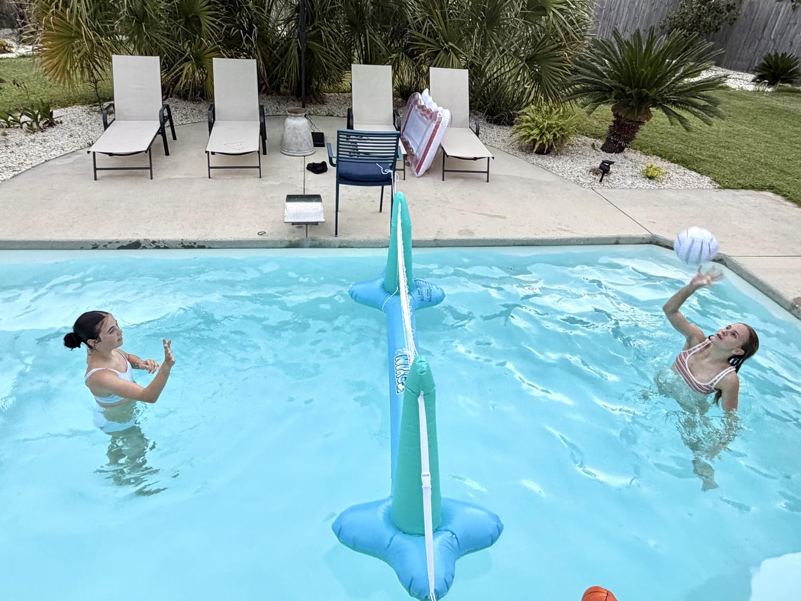 JOYIN Pool Toys Games Set-Inflatable Pool Float Set Volleyball Net & Basketball Hoops, 2 in1 Floating Swimming Game Toy, Volleyball Swimming Pool Game for Kids and Adults, Backyard Beach Summer Toys customer photo 1