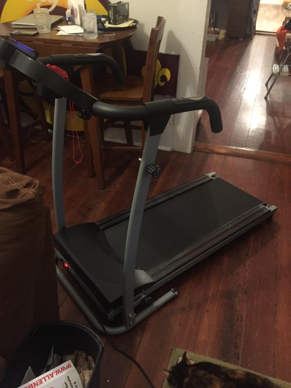 Goplus Foldable Treadmill, Freestanding Portable Treadmill with 12 Preset Programs, LCD Monitor, Built-in Wheels & Pulse Sensor, Folding Compact Treadmills for Home Small customer photo 2