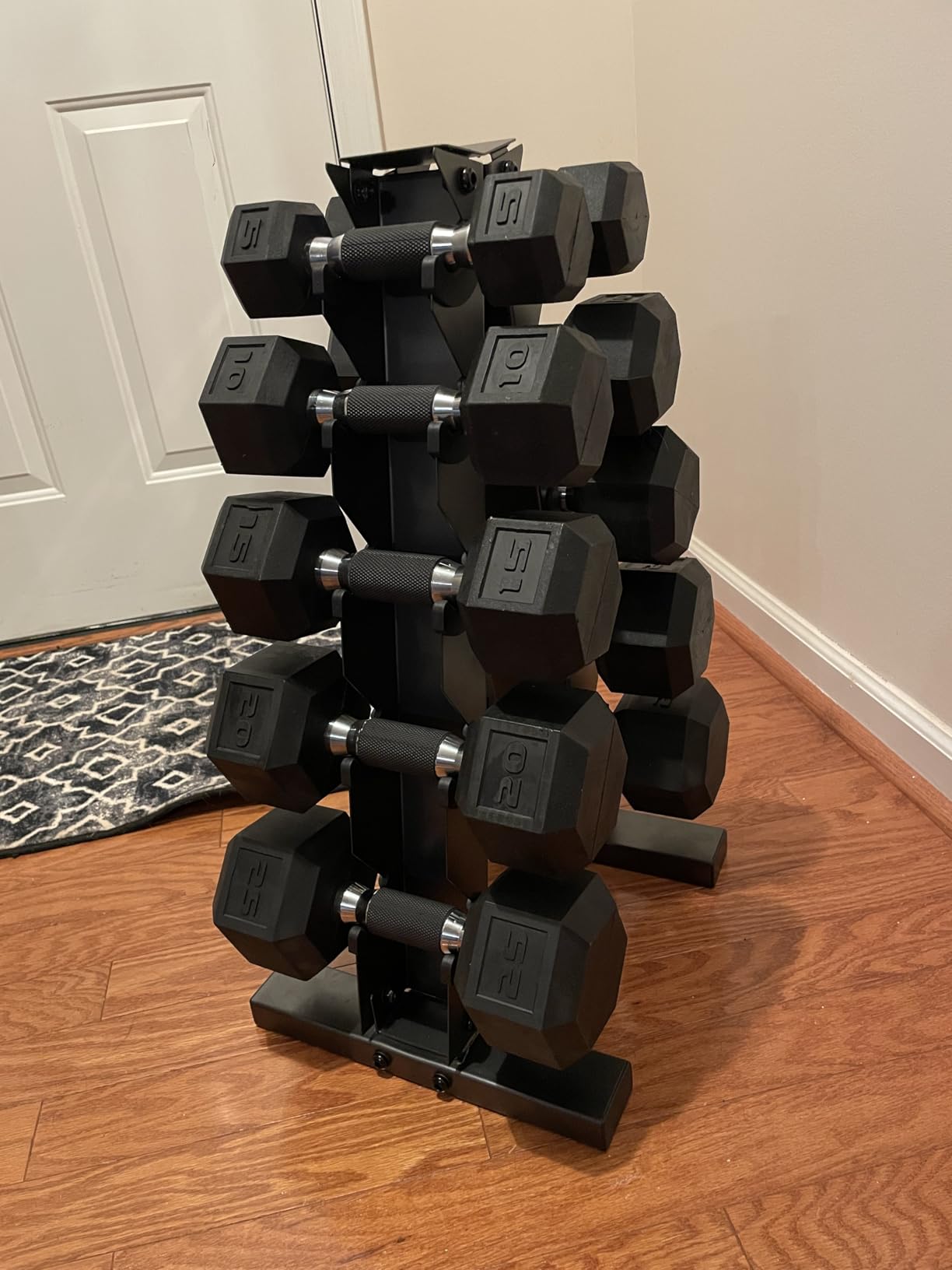 CAP Rubber Coated Dumbbell Weight Set with Vertical Rack | 100 lb, 150 lb, and 210 lb Options customer photo 2