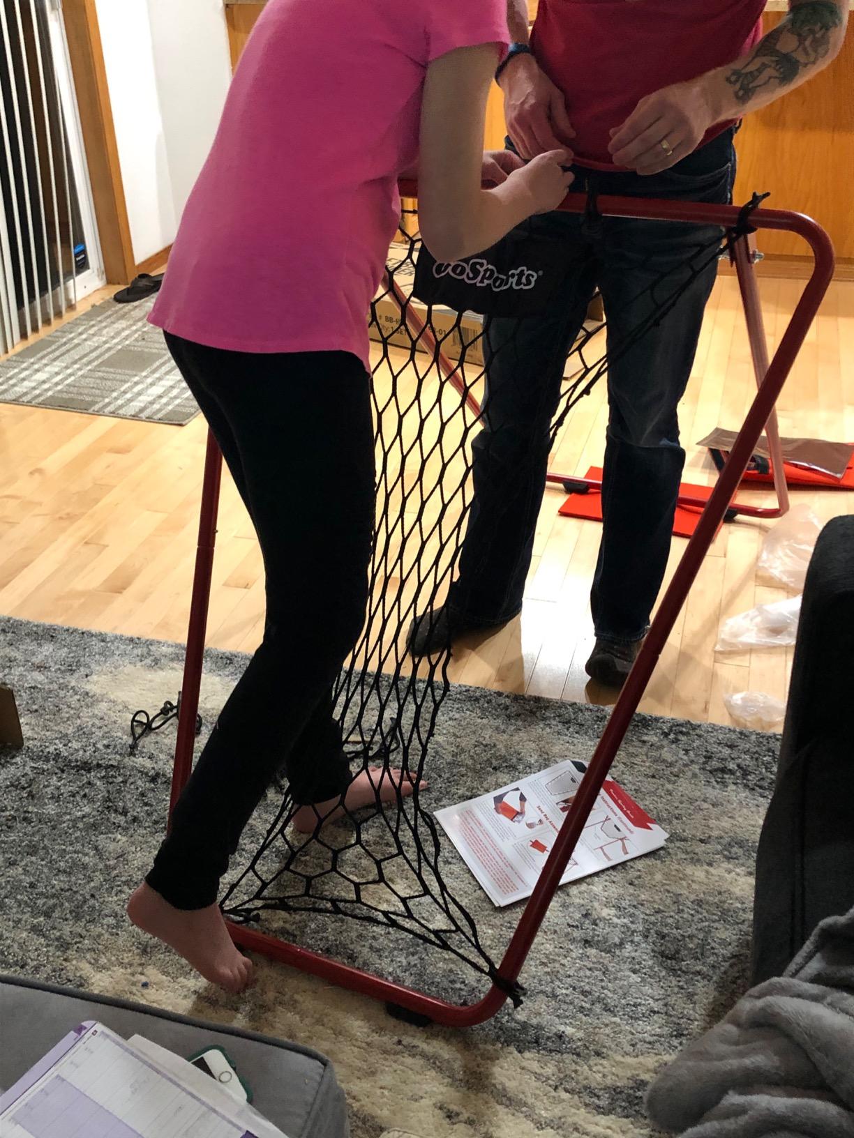 GoSports Basketball Rebounder with Adjustable Frame, Rubber Grip Feet and Sandbags - Portable Passback Training Aid customer photo 1