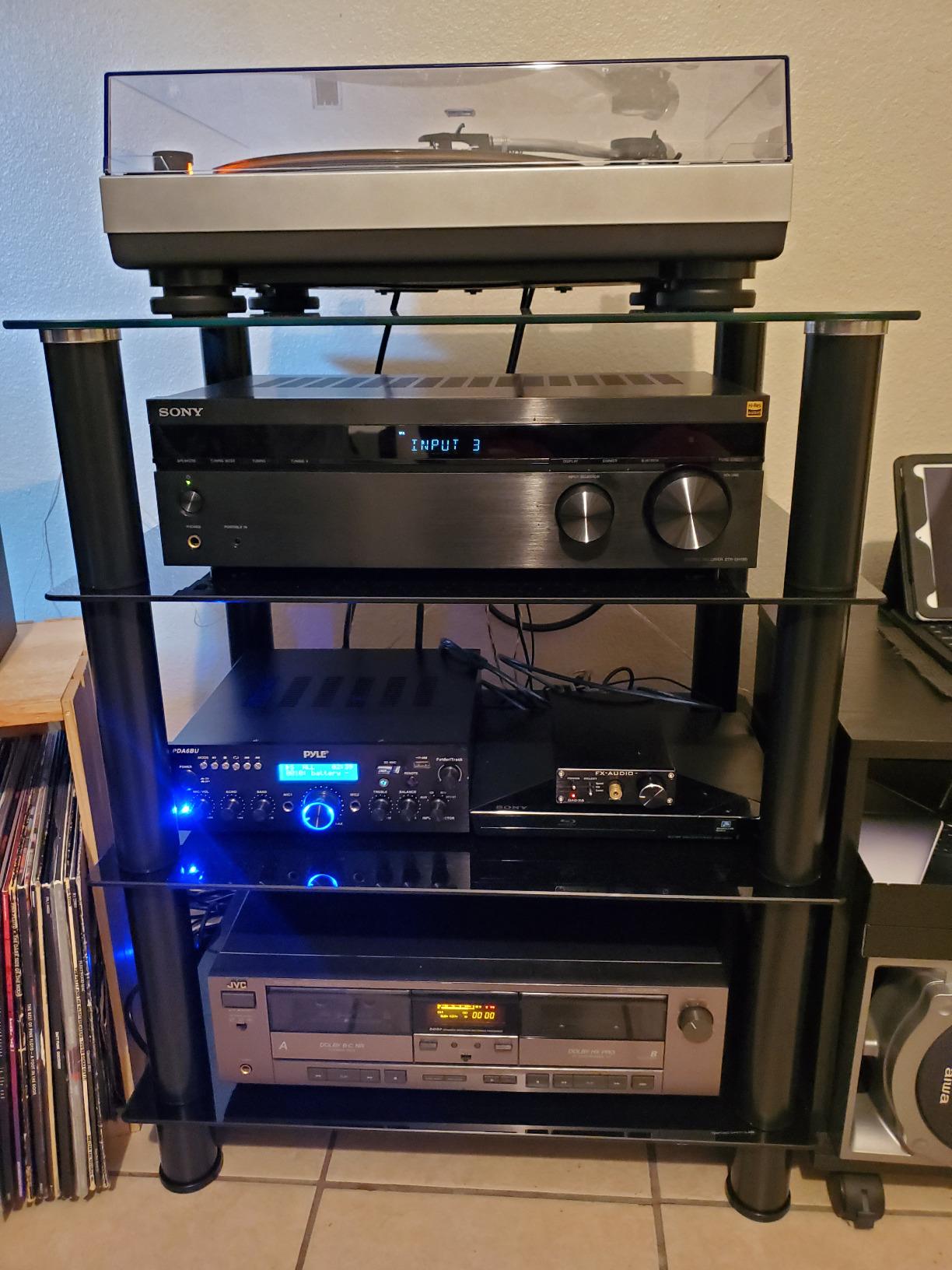 Mount-It! Tempered Glass AV Component Media Stand, Audio Tower and Media Center with 4 Shelves, 88 Lbs Capacity, Black Silk (MI-8670) customer photo 2