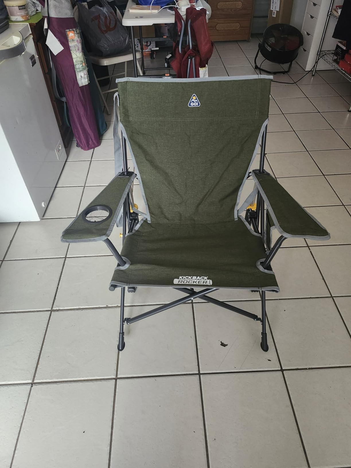 GCI Outdoor Kickback Rocker Camping Chair | Portable Folding Rocking Chair with Durable Armrests, Drink Holder & Relaxed Lowered Seat for Comfort - Loden Green customer photo 1