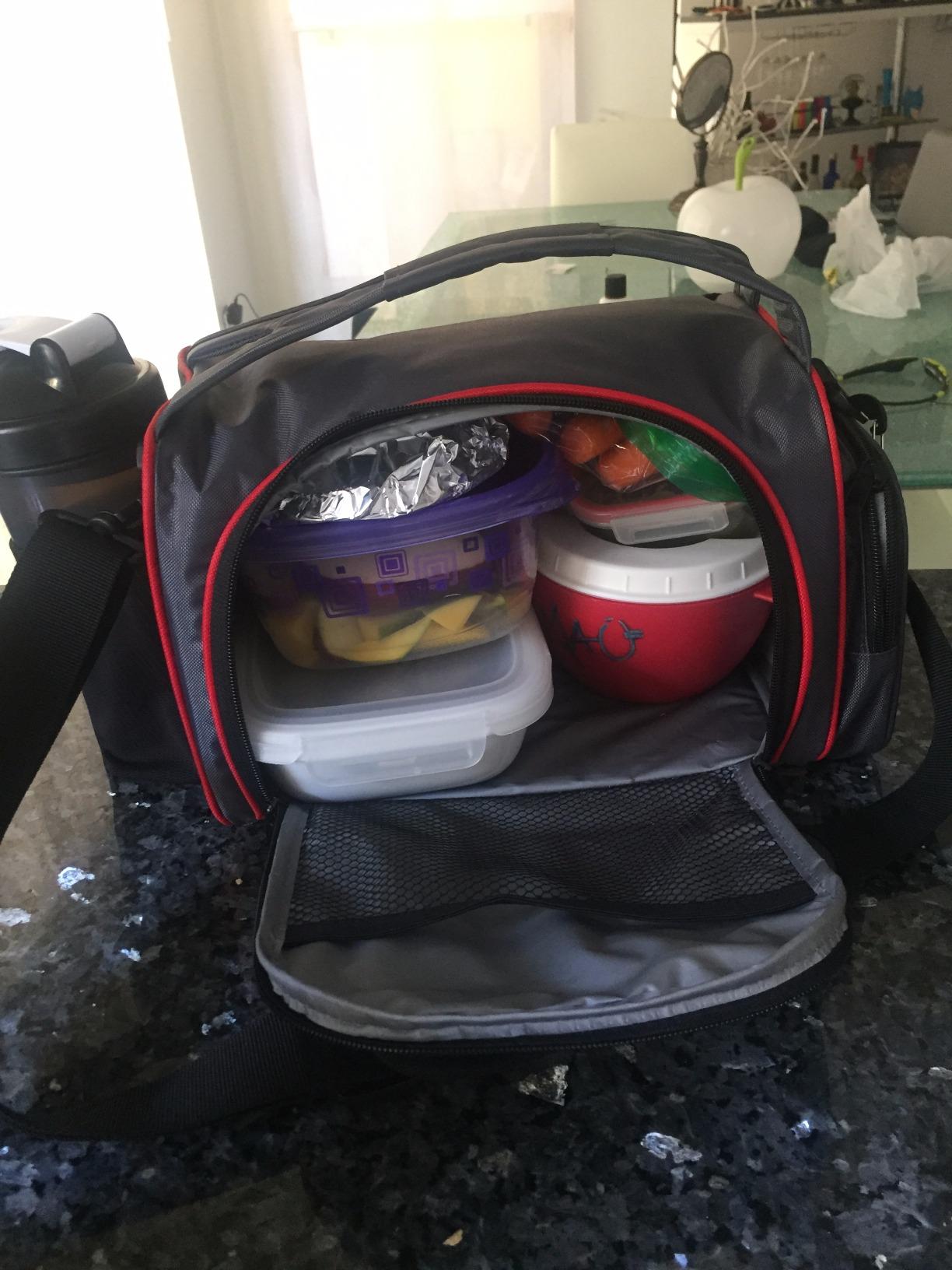 ThinkFit Insulated Meal Prep Lunch Box with 6 BPA-Free, Reusable, Microwavable, Freezer Safe Food Portion-Control Containers, Shaker Cup, Pill Organizer, Lunch Bag with Storage Pocket - (Black) customer photo 2