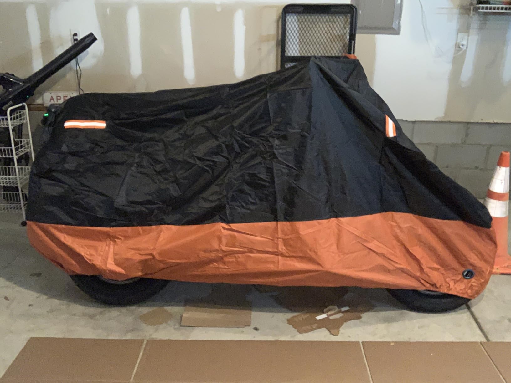 Puroma Motorcycle Cover Heavy Duty Scooter Cover Waterproof Outdoor All Season Universal Weather Quality Protection with Night Reflective, Lock Holes and Storage Bag Fits up to 105